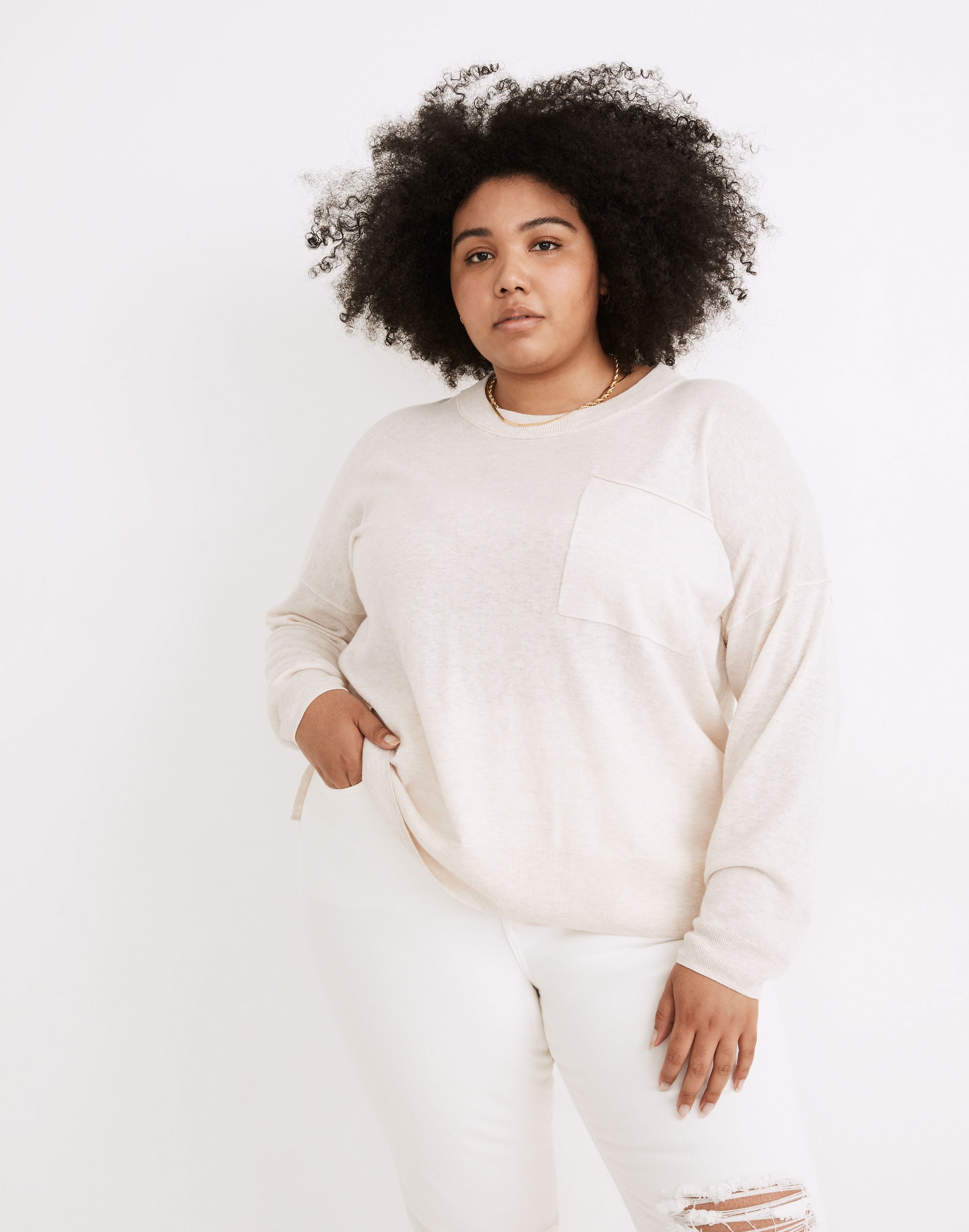 Plus Lightweight Pocket Pullover Sweater