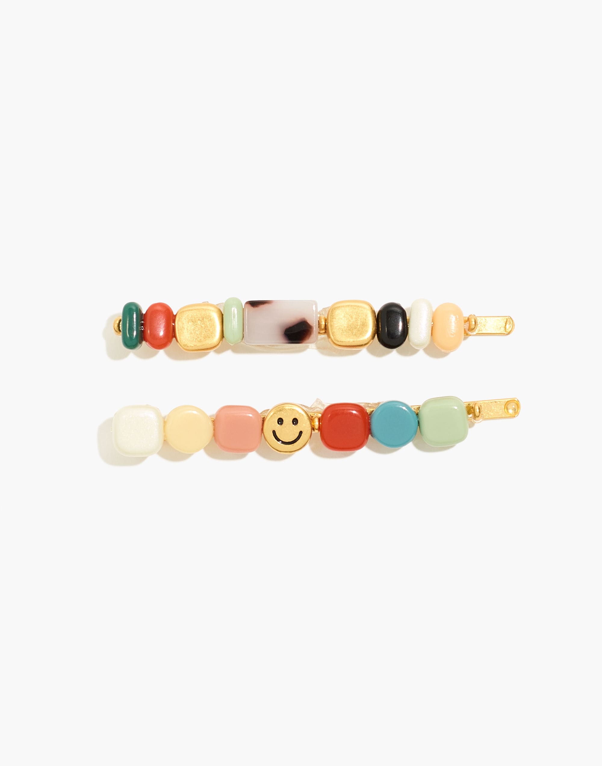 Two-Pack Happy Face Beaded Hair Pins