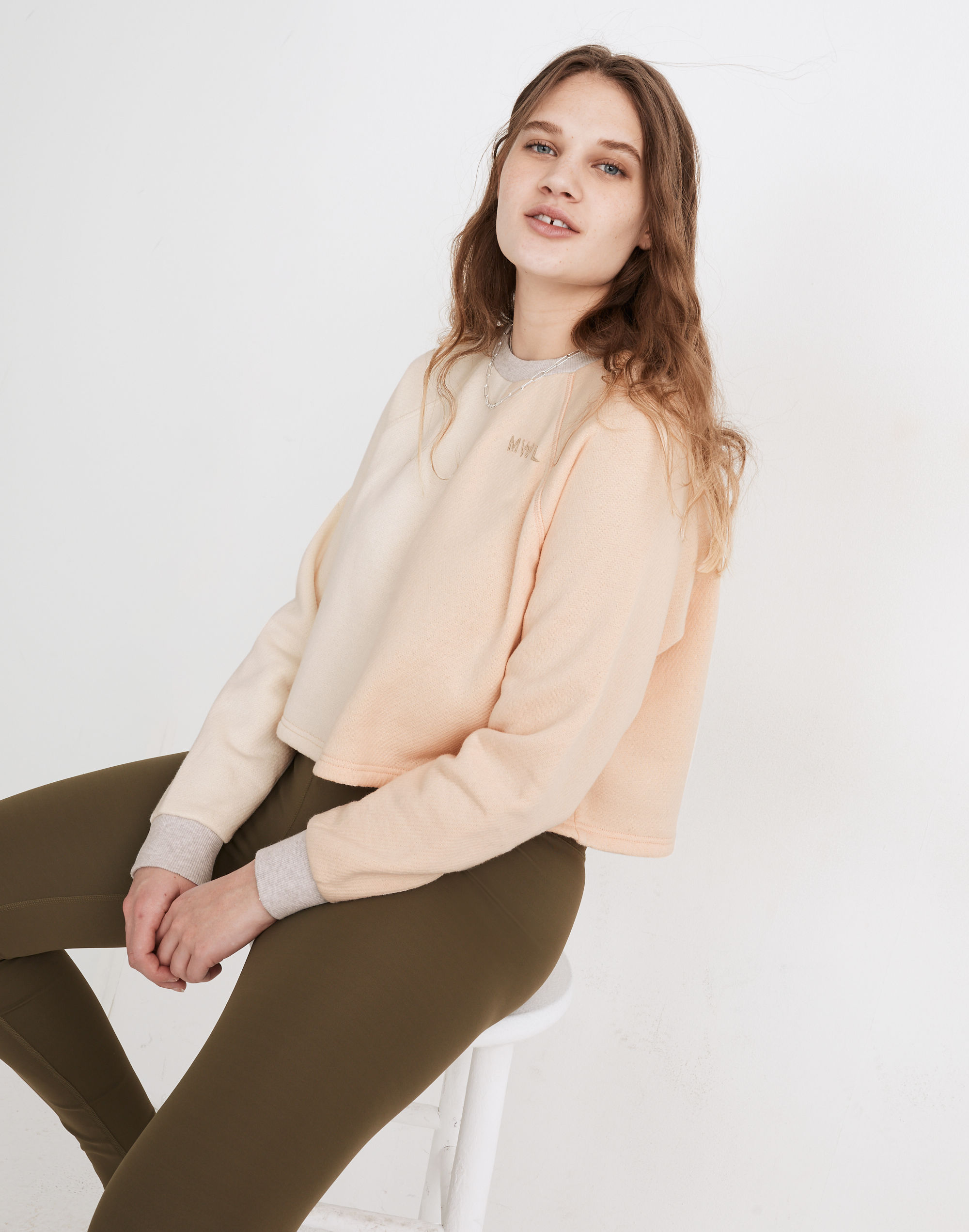 MWL Airyterry Colorblock Crop Sweatshirt