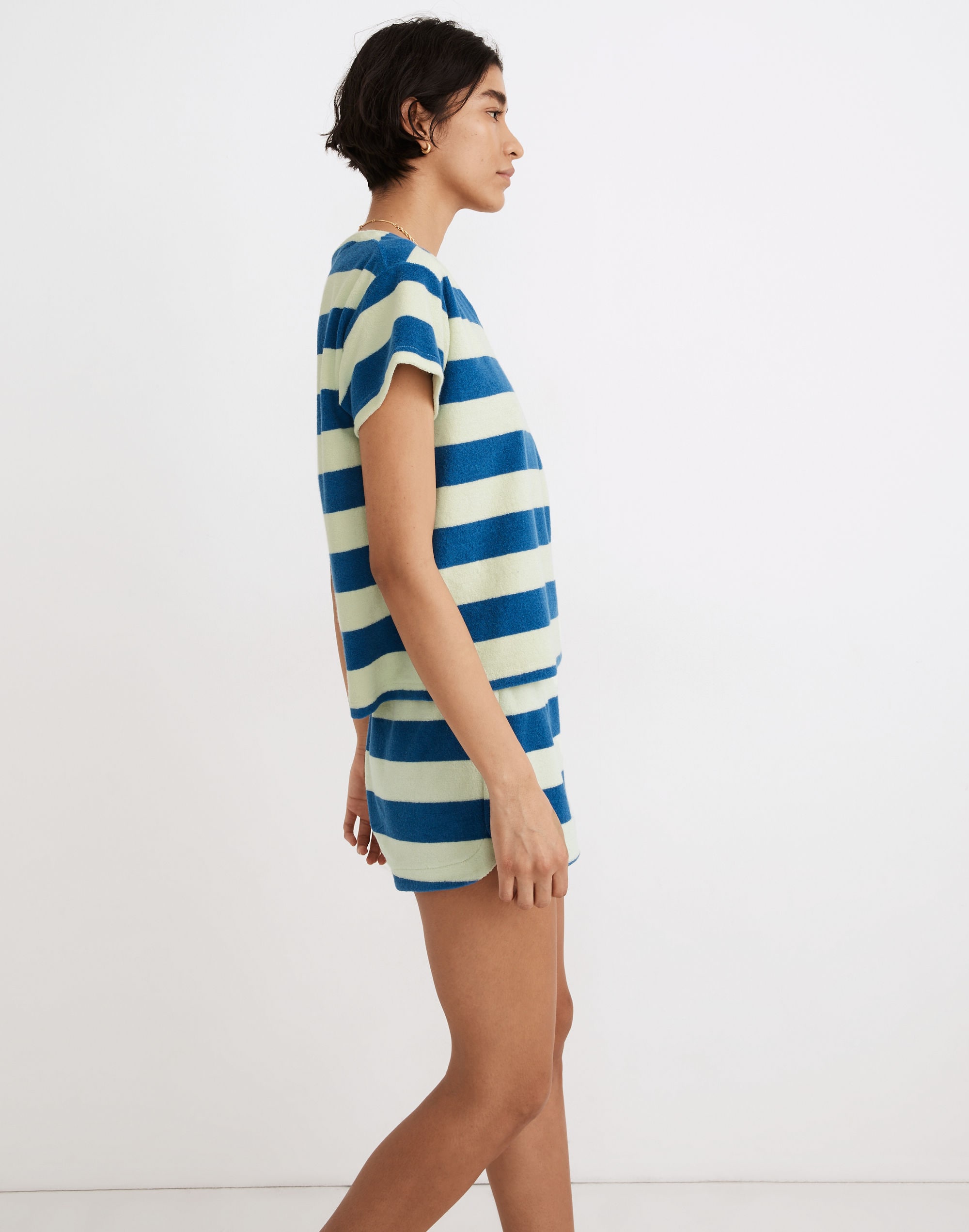 MWL Retroterry V-Neck Pocket Top in Rugby Stripe