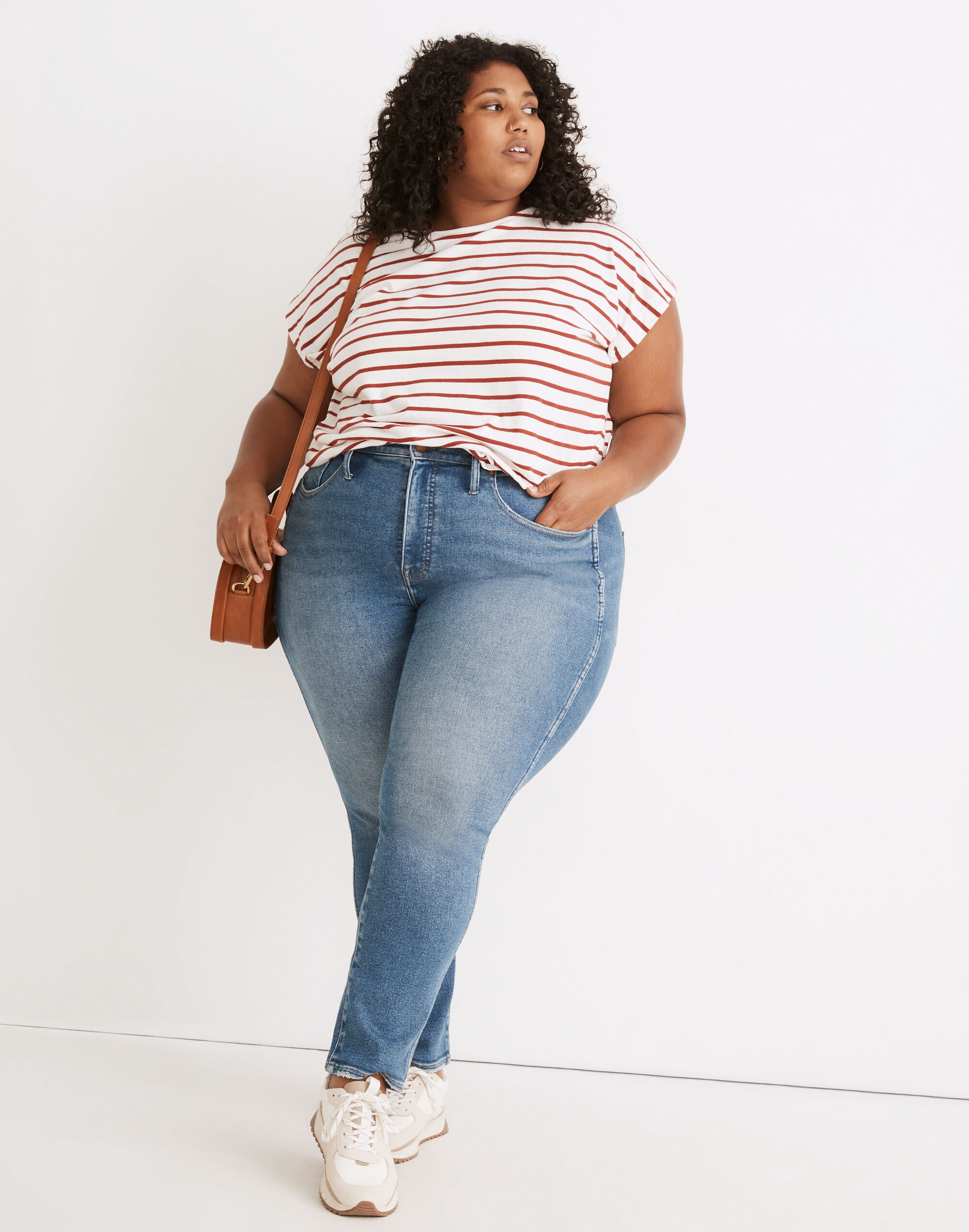 Plus Shoulder Tee in Stripe