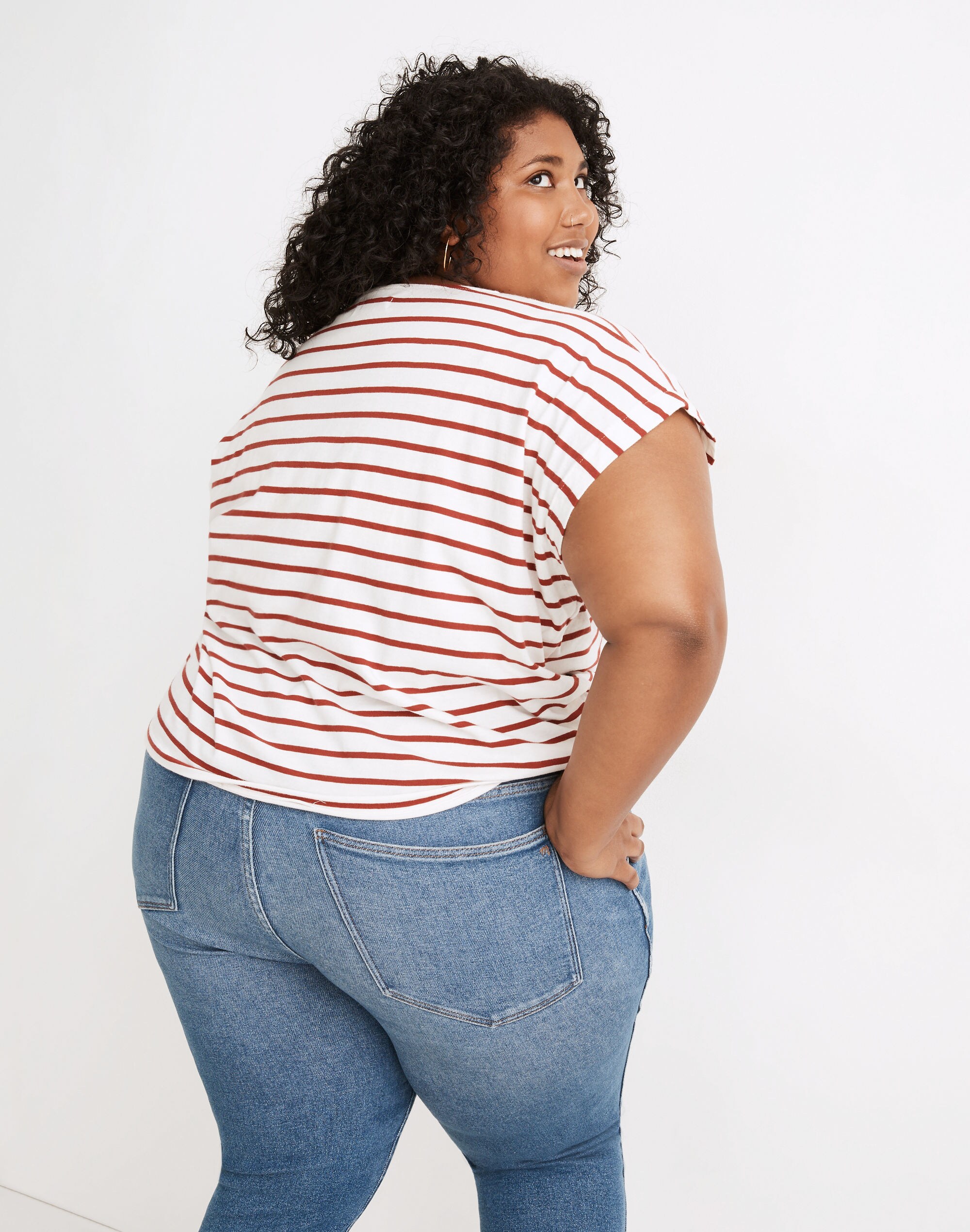 Plus Shoulder Tee in Stripe