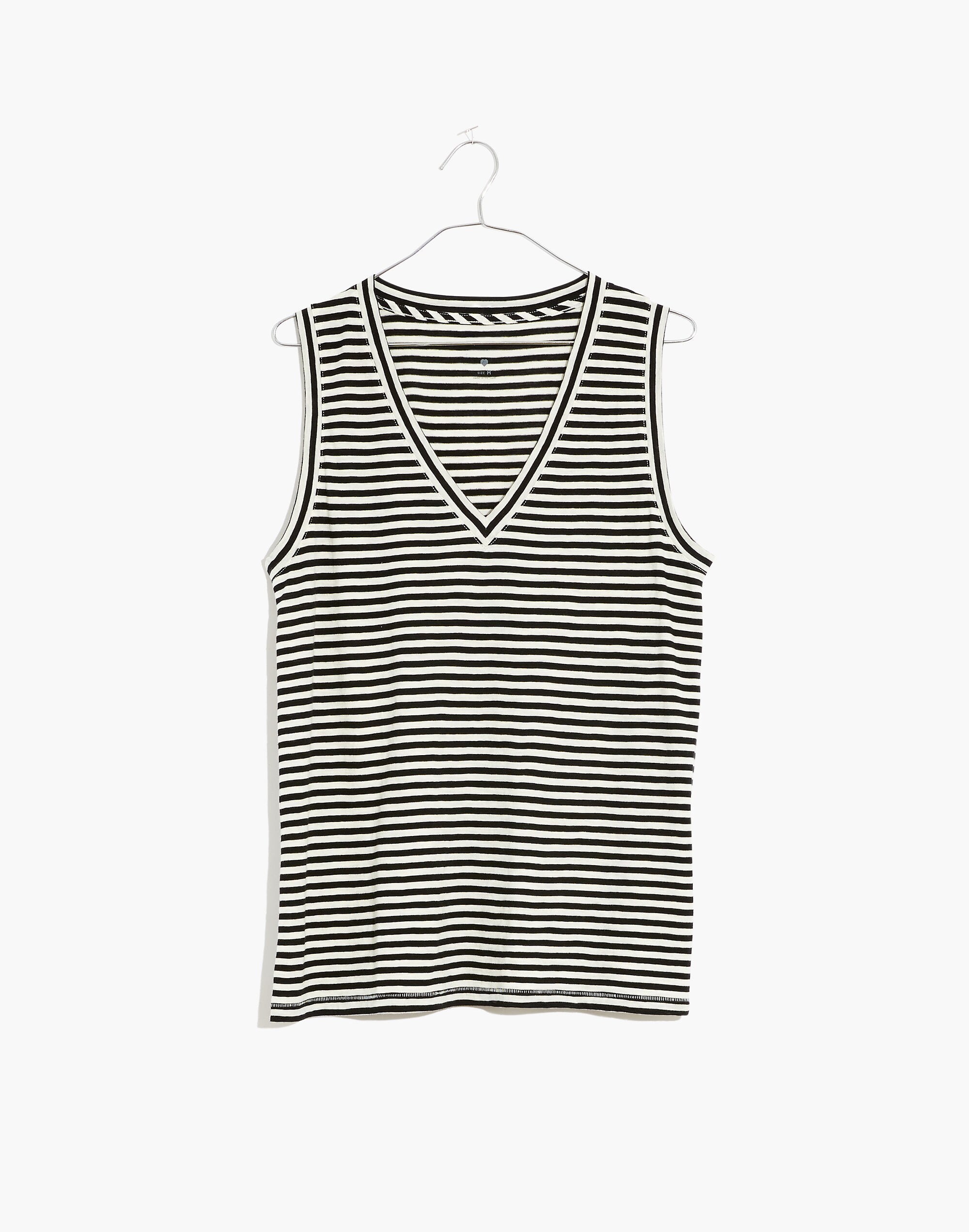 Plus Whisper Cotton V-Neck Tank in Tierney Stripe