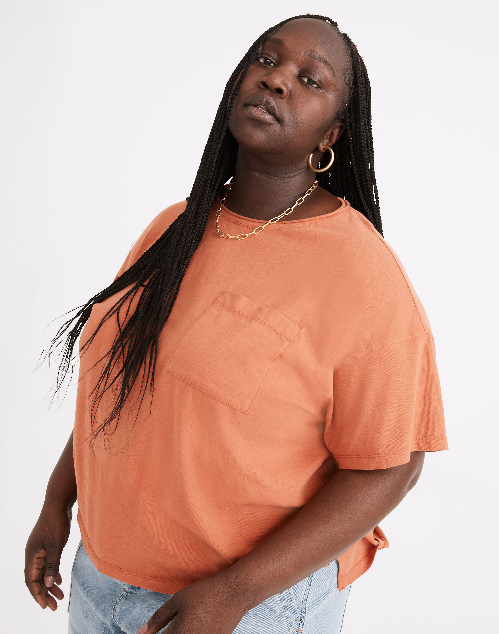 Plus Softfade Cotton Oversized Pocket Tee