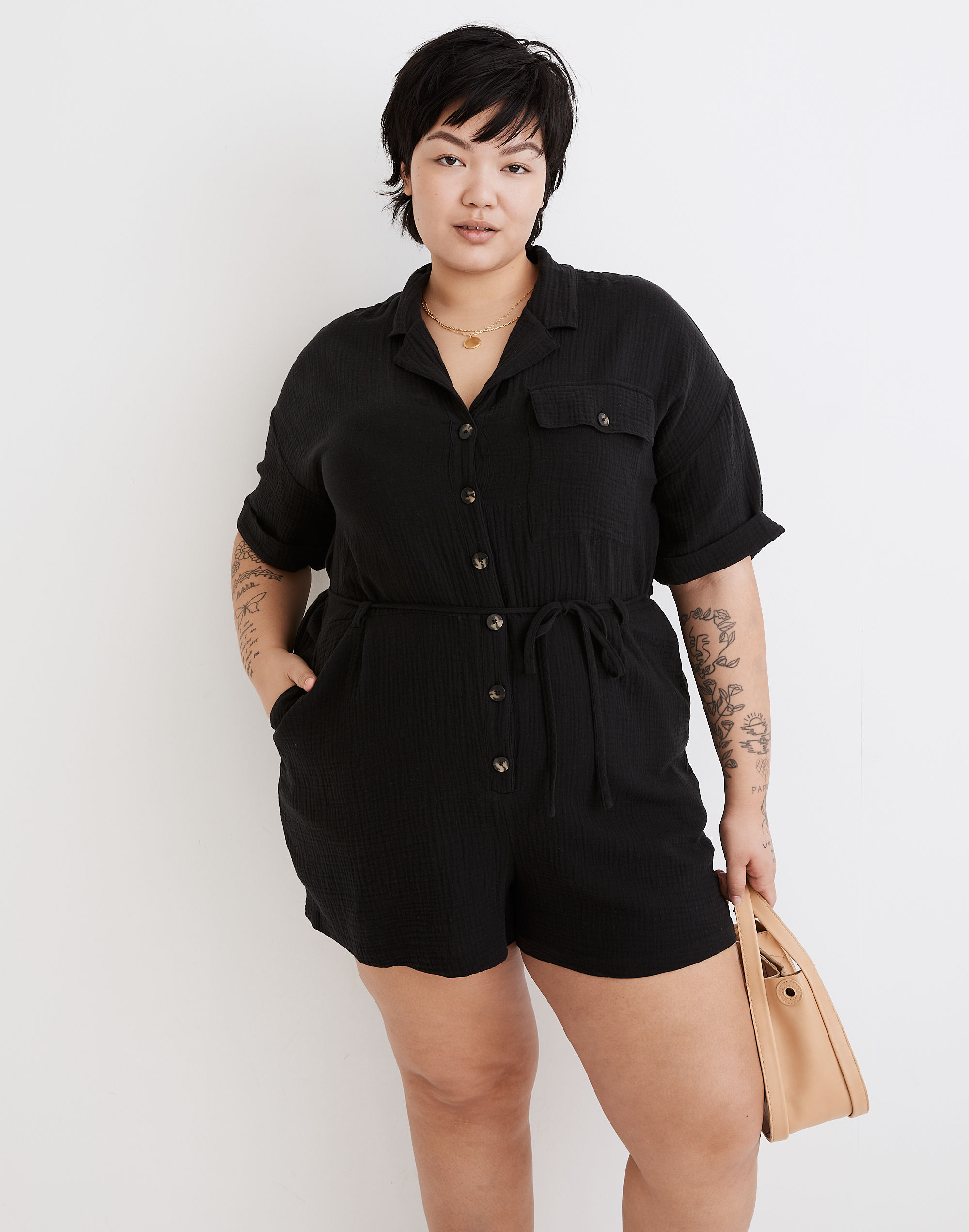 Plus Lightspun Belted Safari Romper