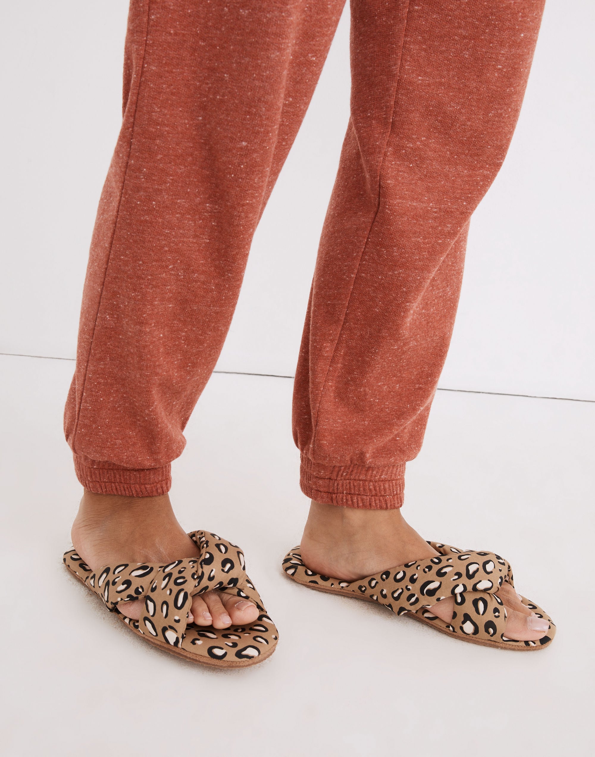 Crisscross Scuff Slippers in Animal Print