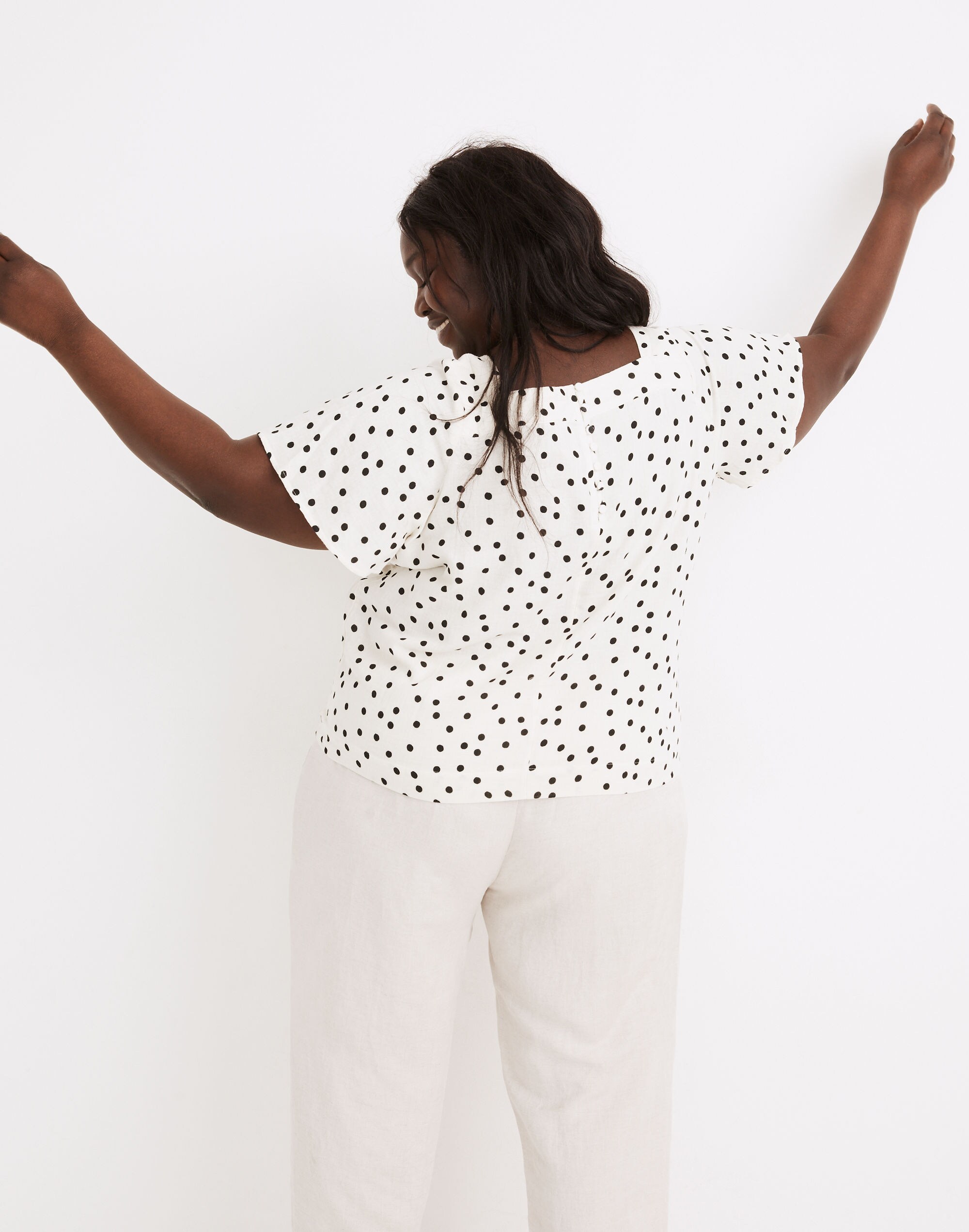 Plus Lightspun Harlow Square-Neck Top in Dot Toss