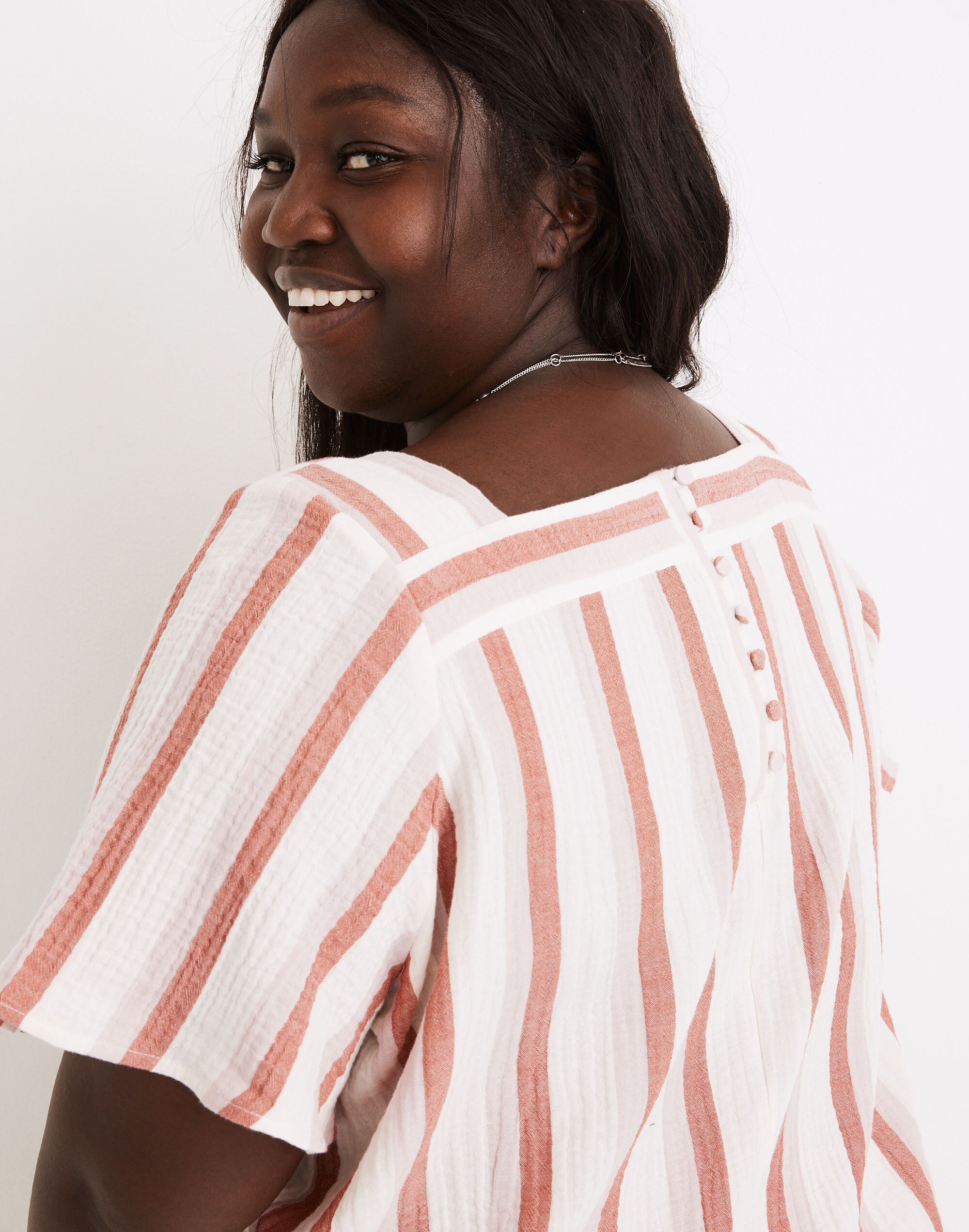 Plus Lightspun Harlow Square-Neck Top in Stripe