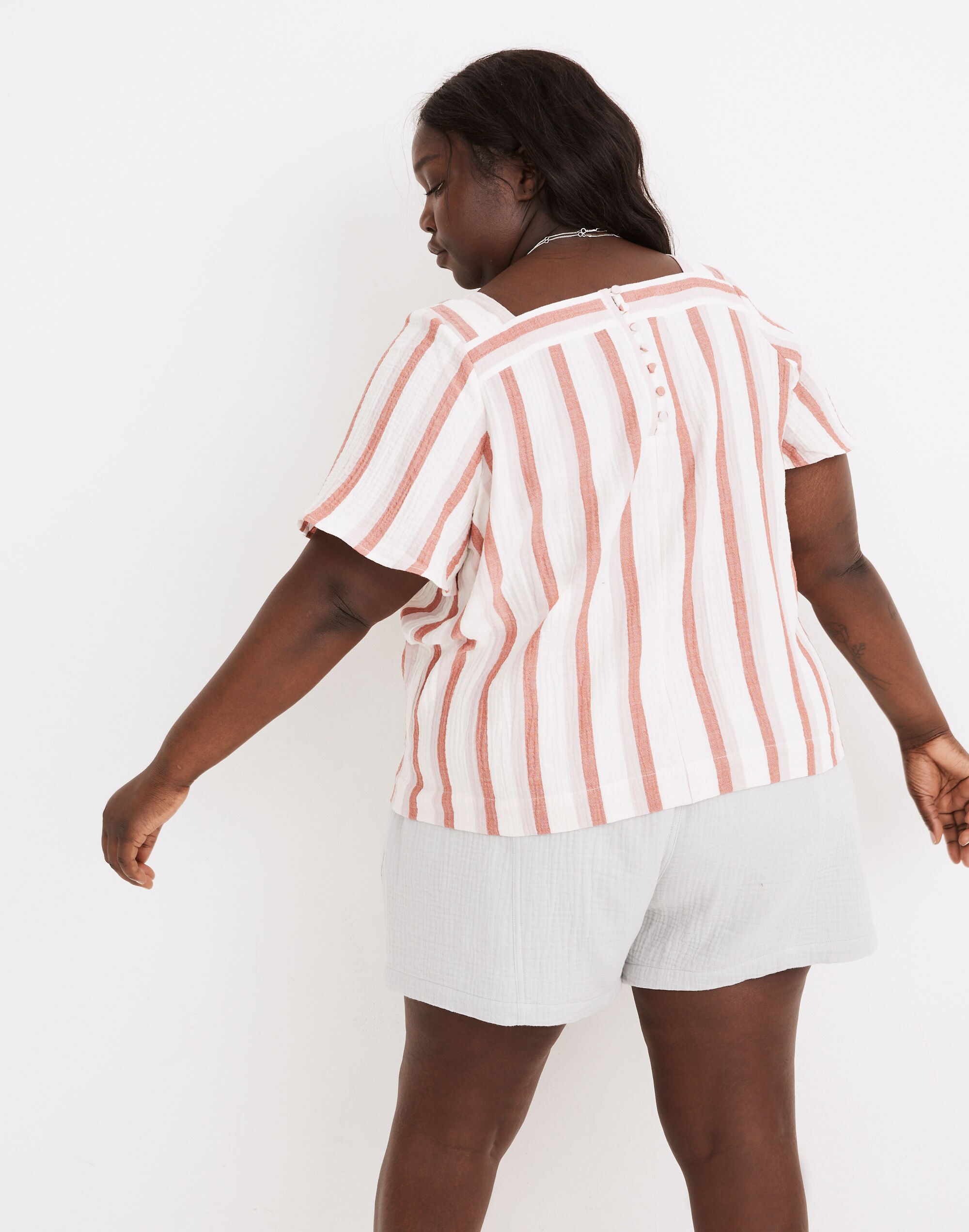 Plus Lightspun Harlow Square-Neck Top in Stripe