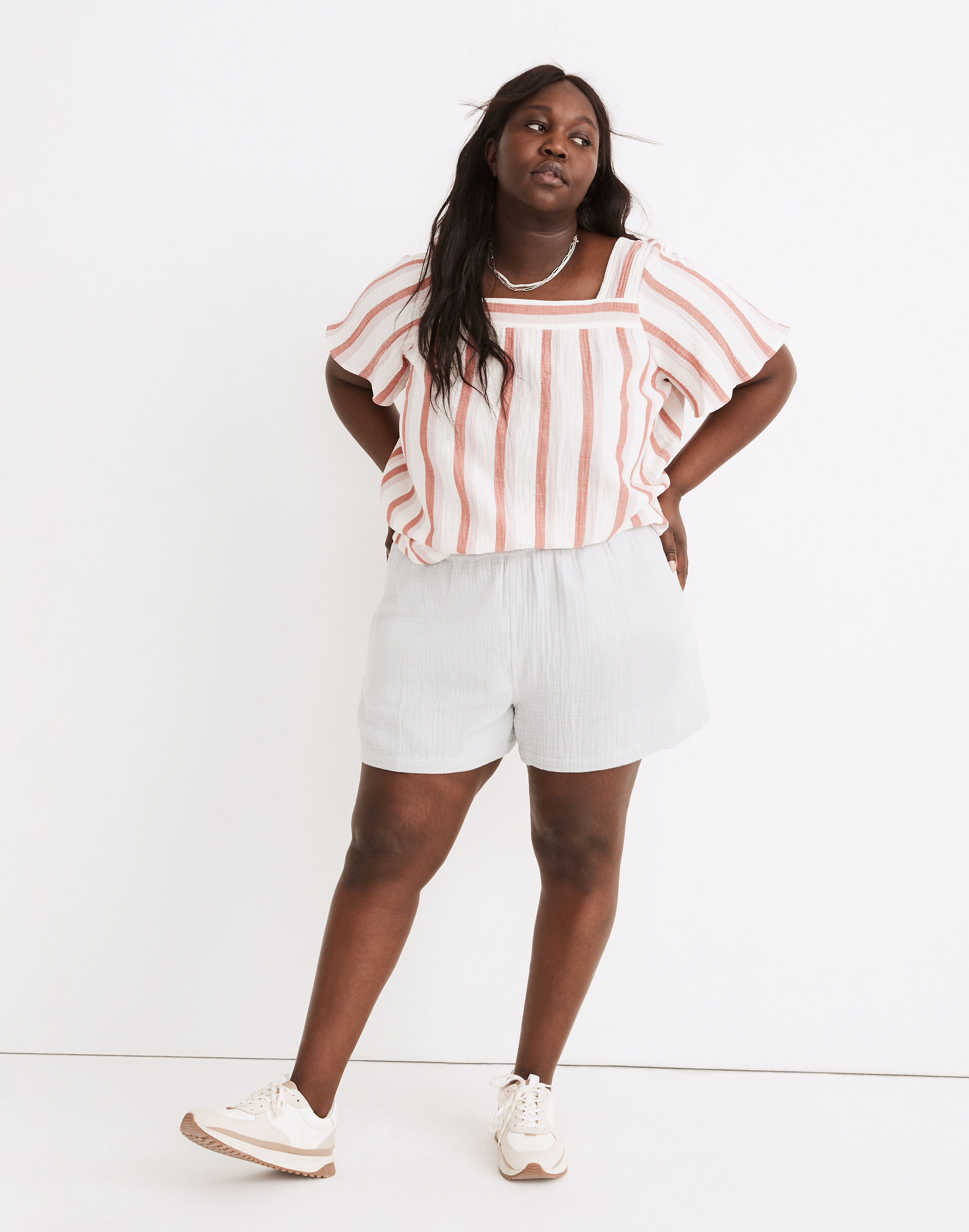 plus lightspun harlow square-neck top in stripe