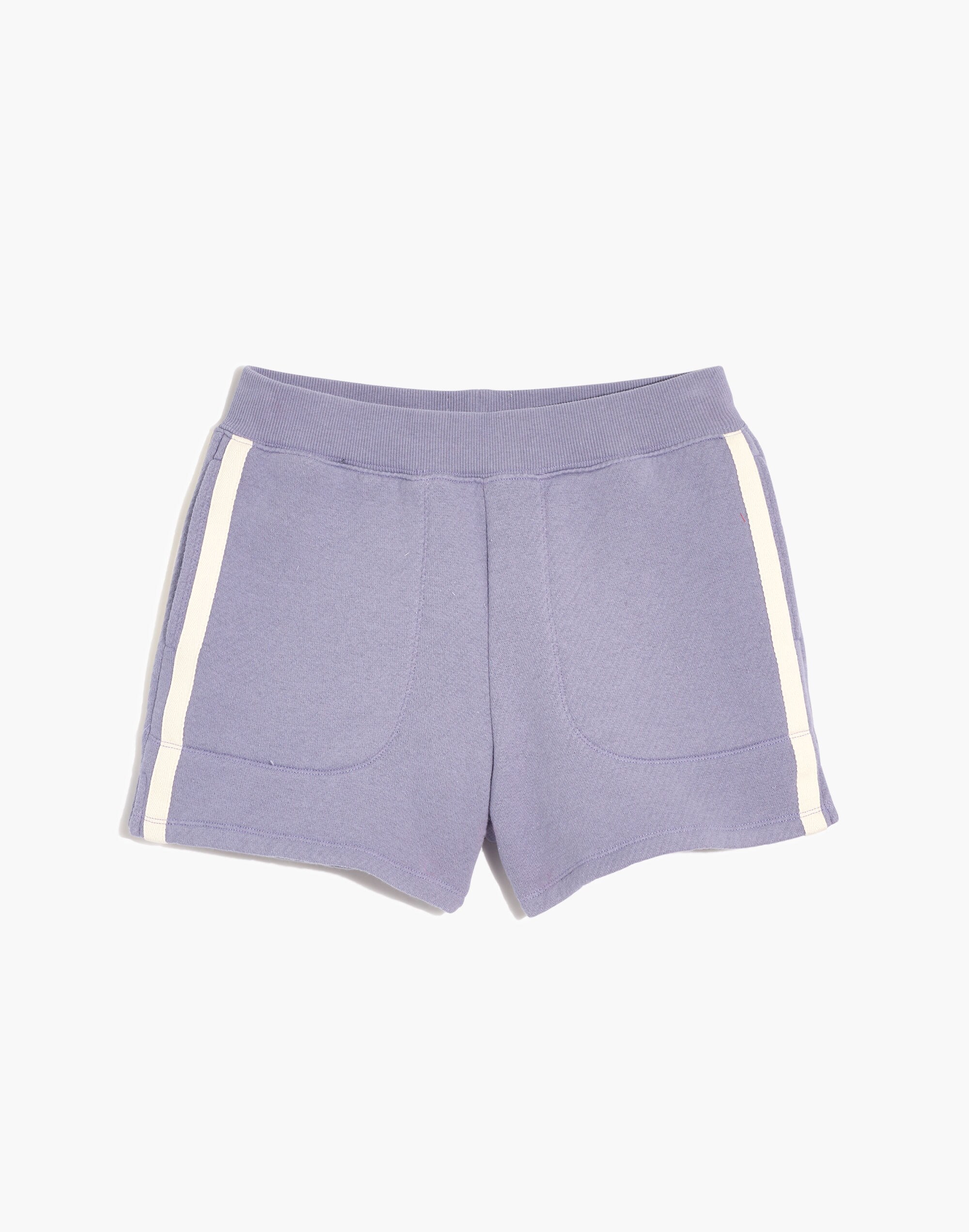 Plus MWL Airyterry Stitched-Pocket Sweatshorts: Varsity-Striped Edition