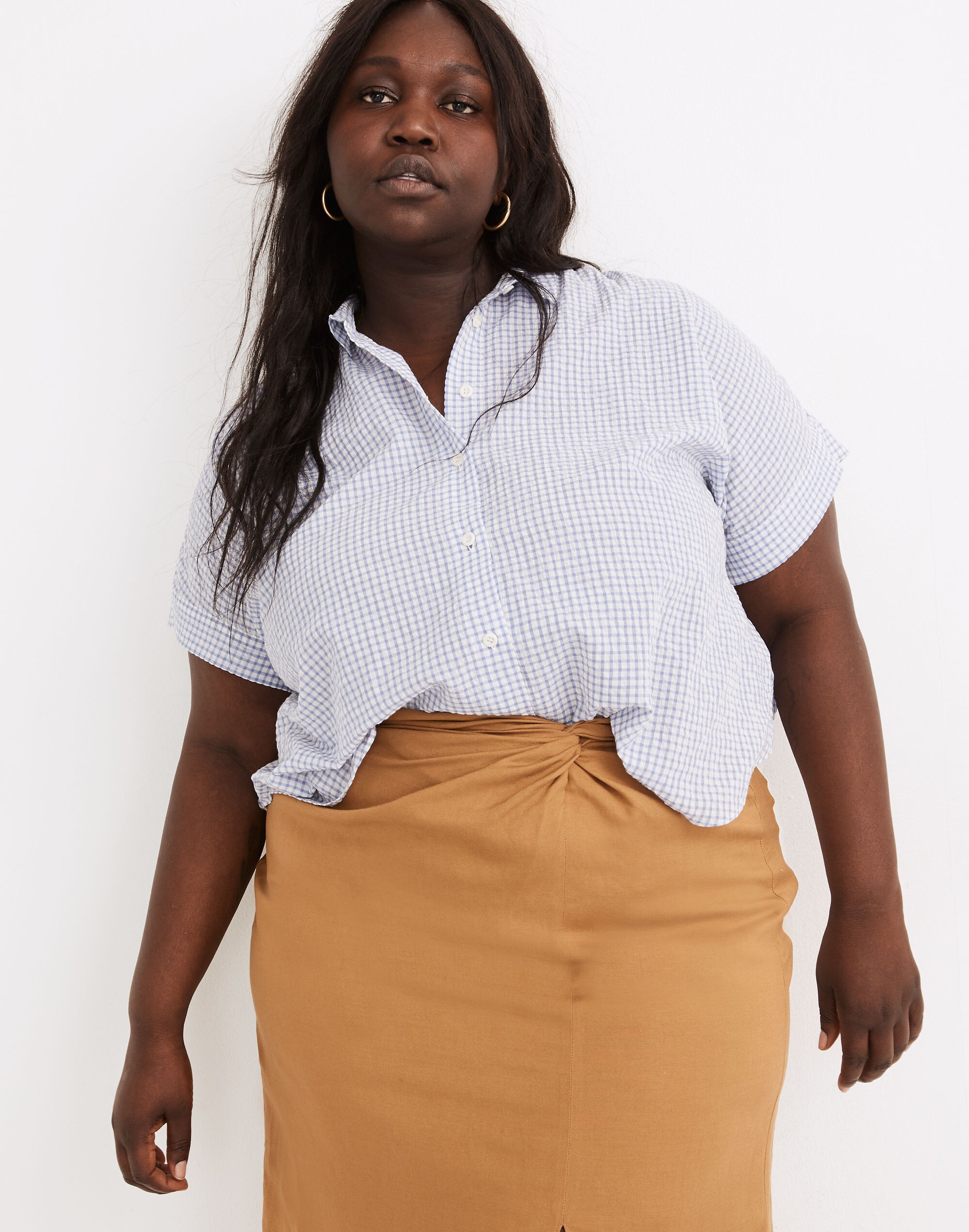 Plus Hilltop Shirt in Seersucker Gingham Check