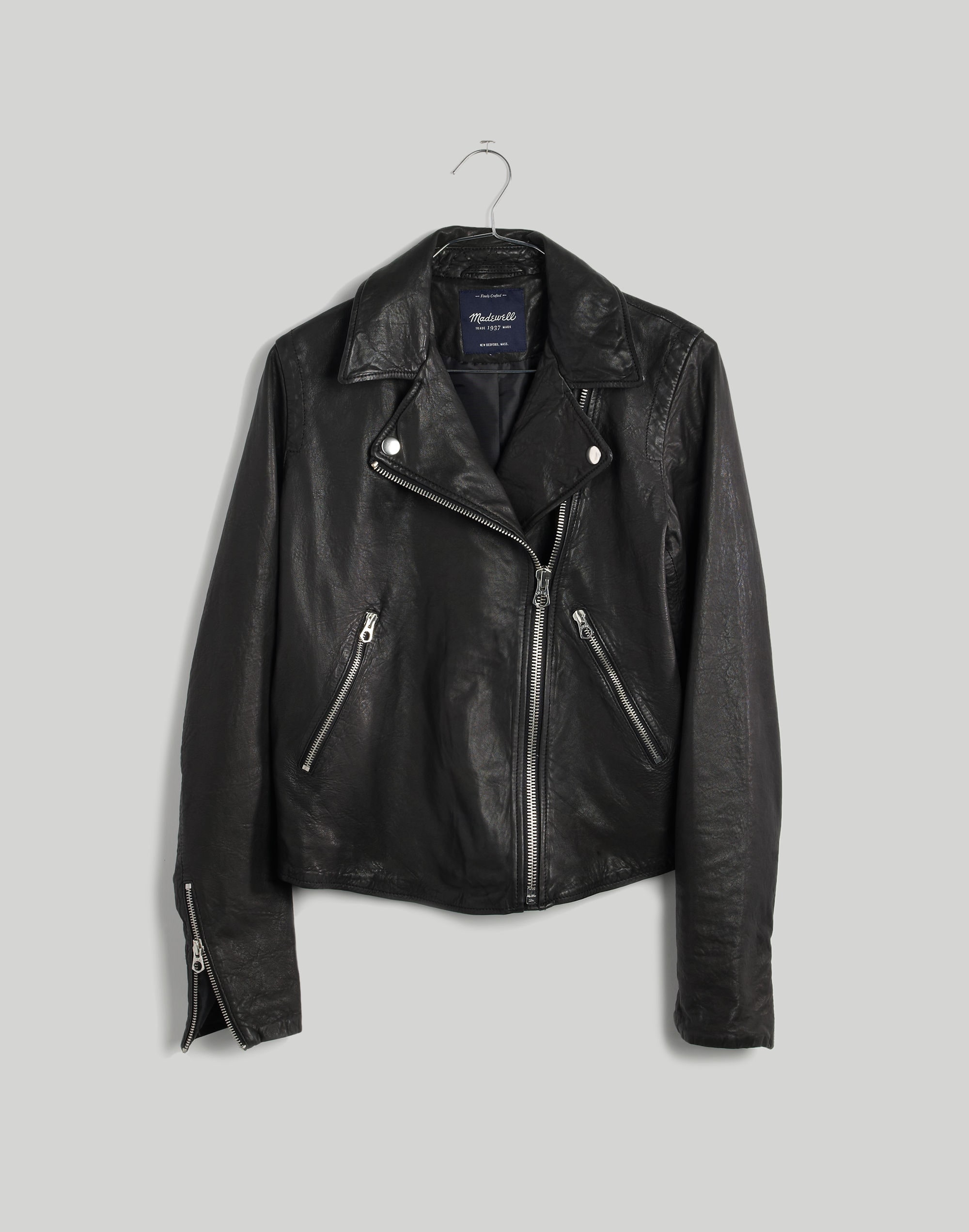plus washed leather motorcycle jacket