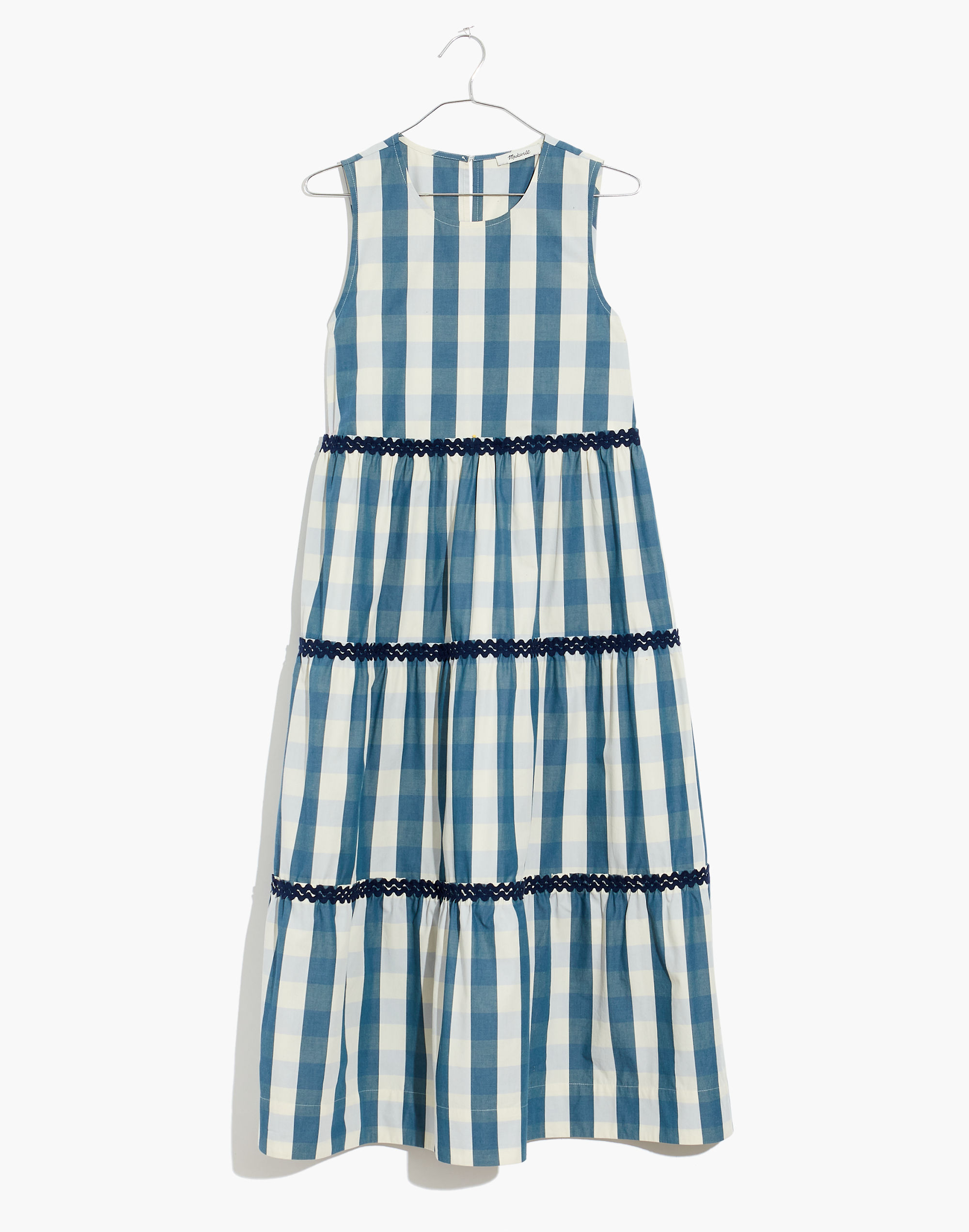 Plus Rickrack Cattail Tiered Dress in Gingham Check