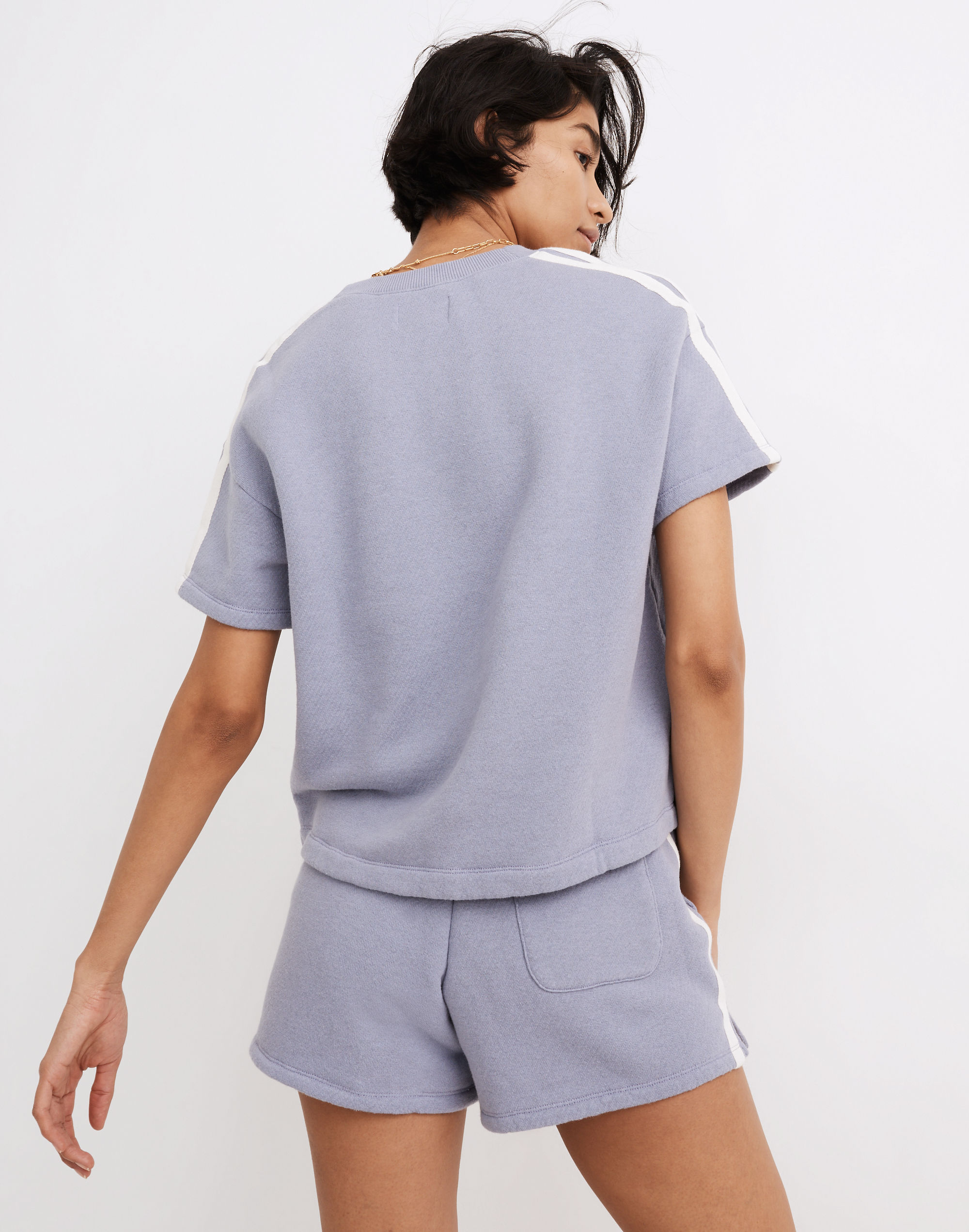 MWL Airyterry V-Neck Sweatshirt Tee: Varsity-Striped Edition