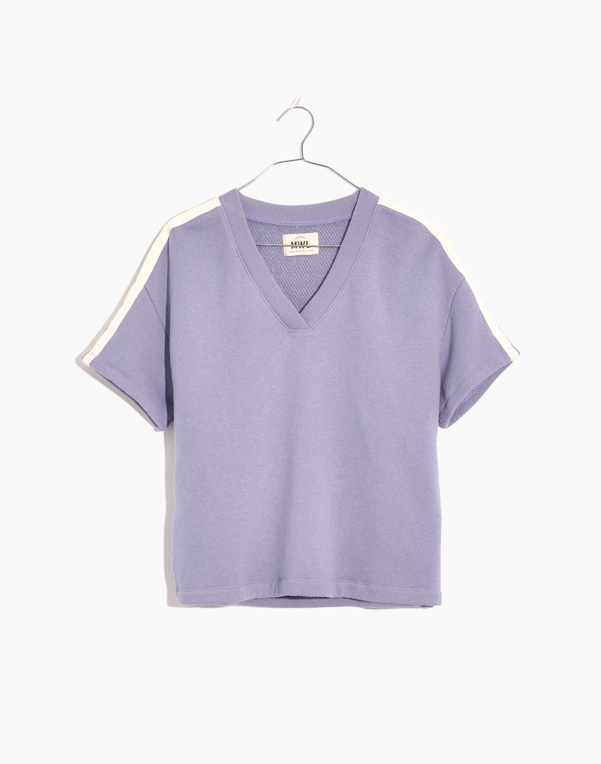 MWL Airyterry V-Neck Sweatshirt Tee: Varsity-Striped Edition