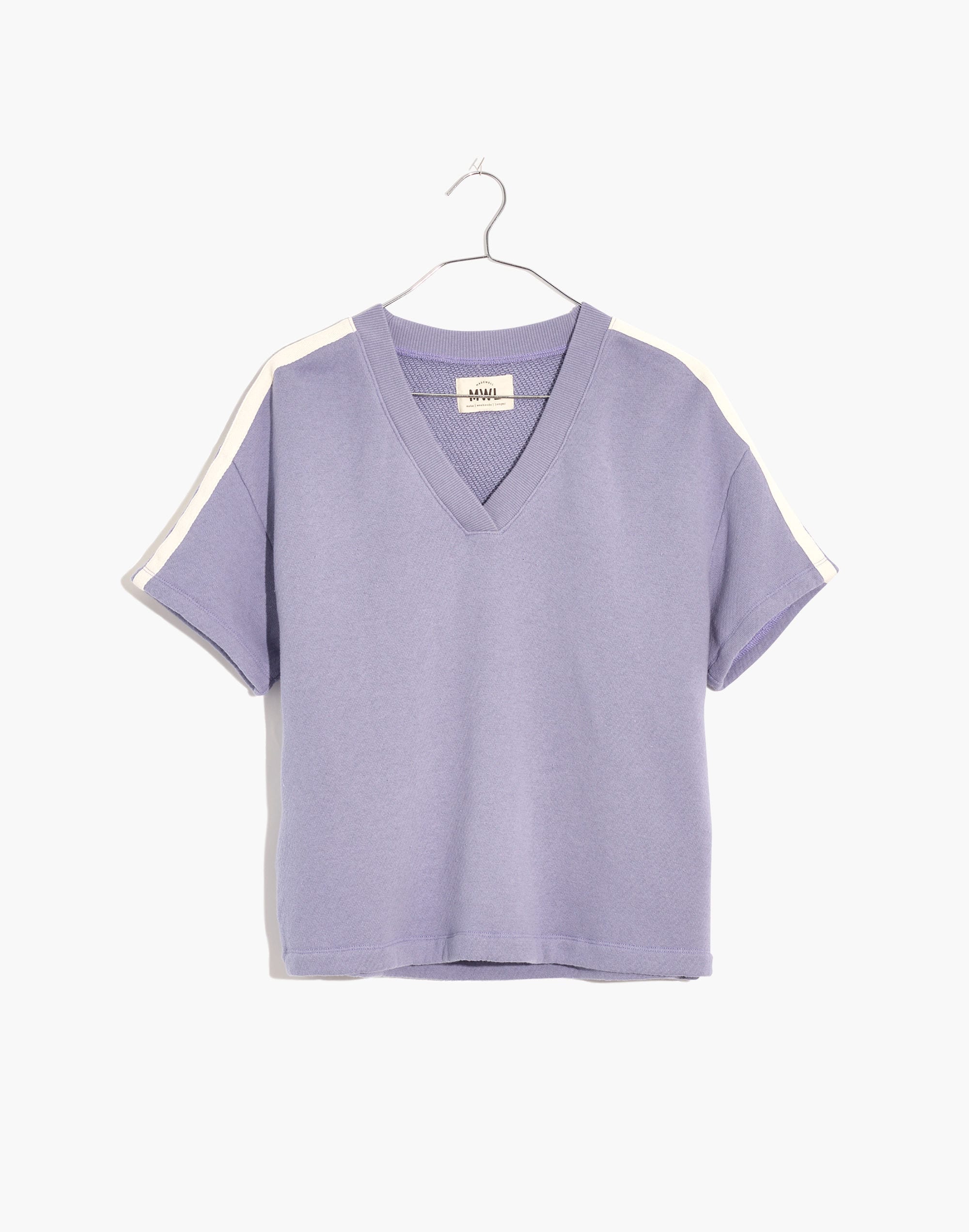 Plus MWL Airyterry V-Neck Sweatshirt Tee: Varsity-Striped Edition