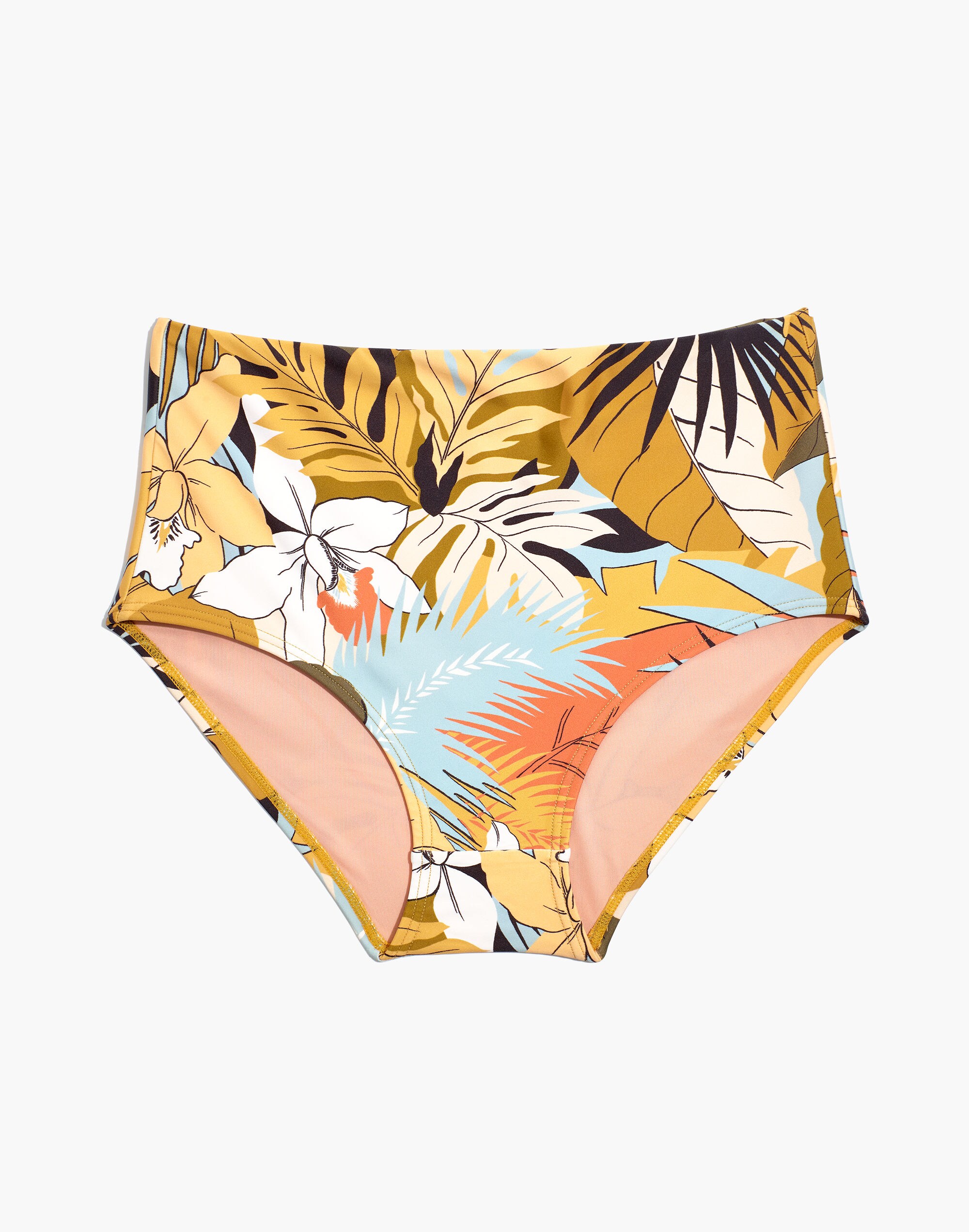 Madewell Second Wave Retro High-Waisted Bikini Bottom in Tropical Vacation