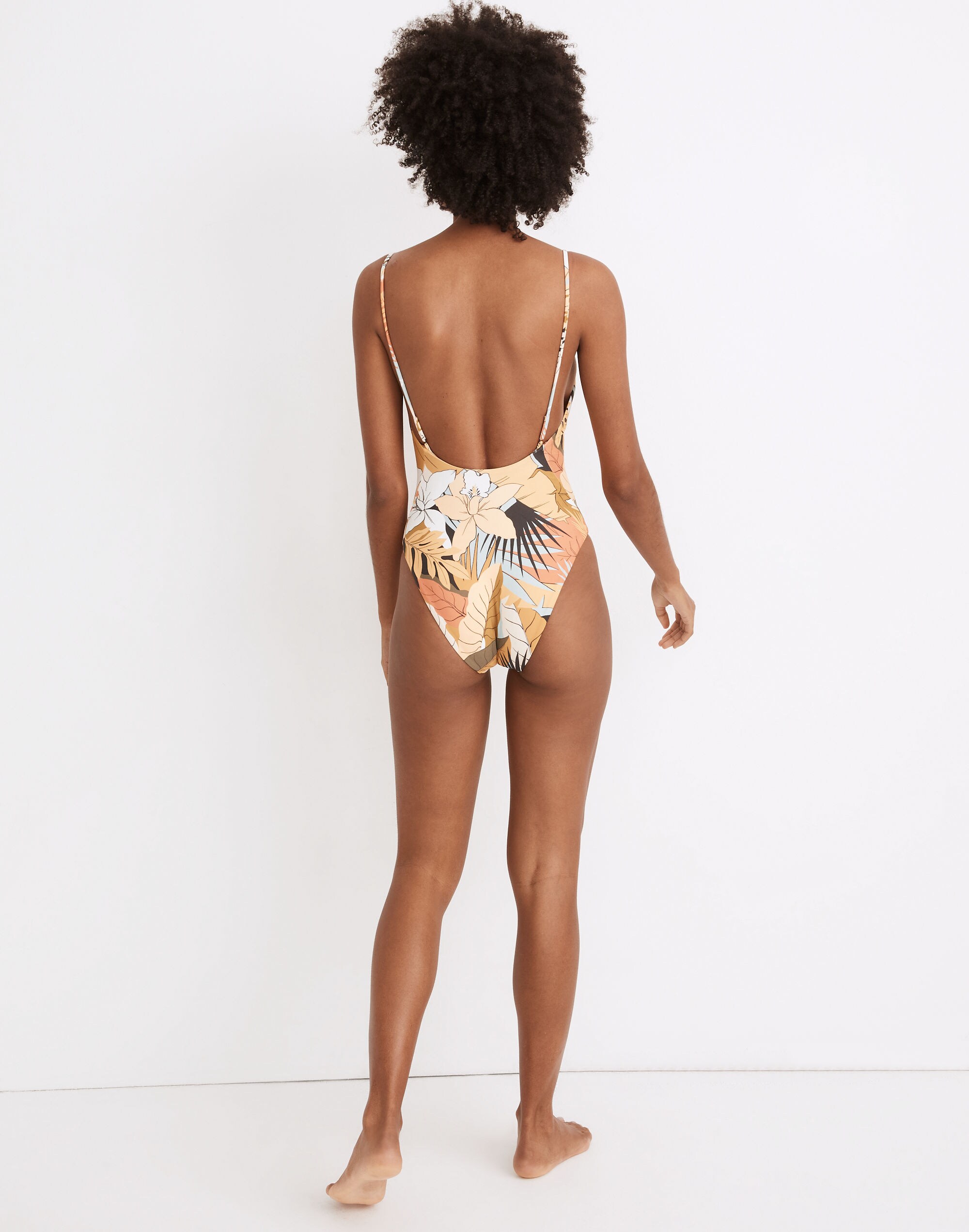 Madewell Second Wave Spaghetti-Strap One-Piece Swimsuit in Tropical Vacation