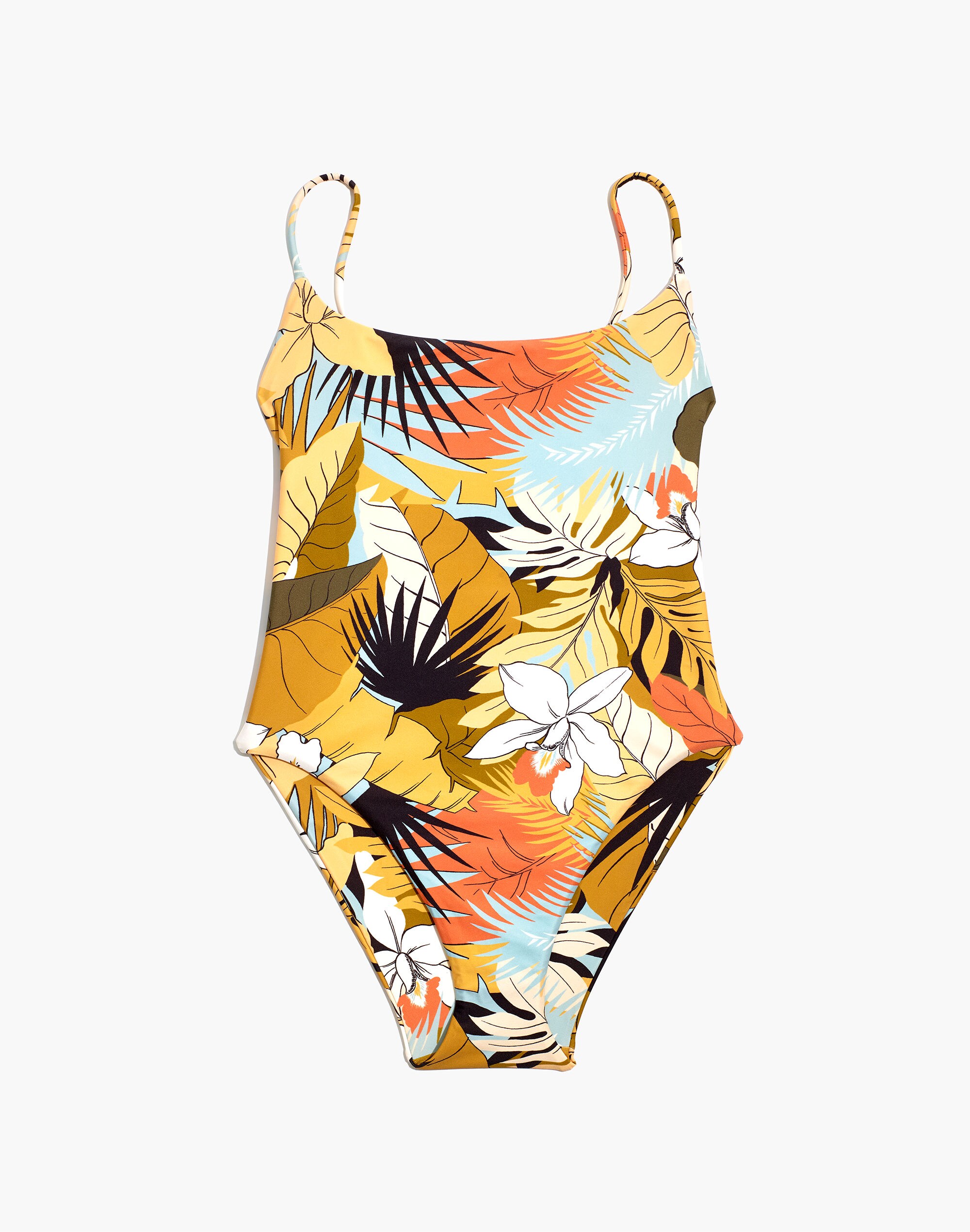 Madewell Second Wave Spaghetti-Strap One-Piece Swimsuit in Tropical Vacation