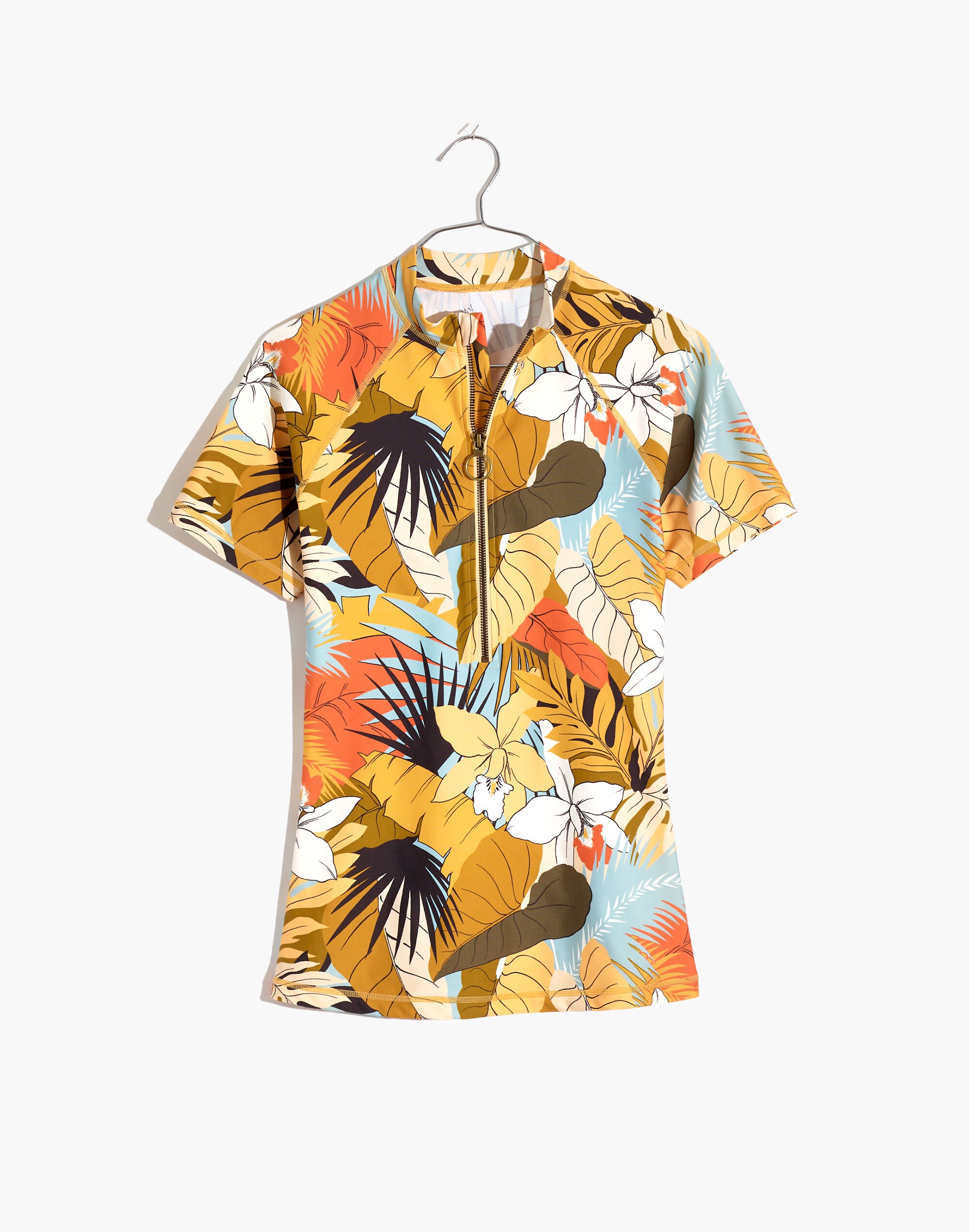 Madewell Second Wave Short-Sleeve Rash Guard in Tropical Vacation