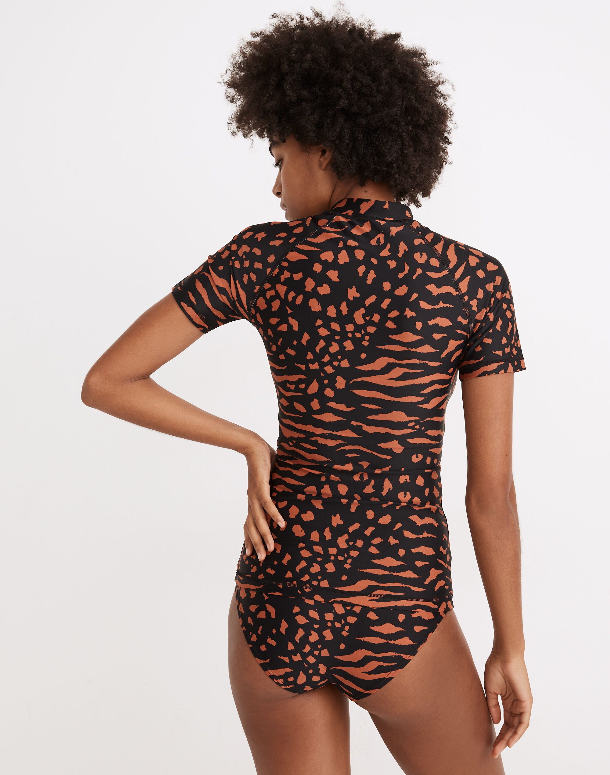 Madewell Second Wave Short-Sleeve Rash Guard in Animal Attraction