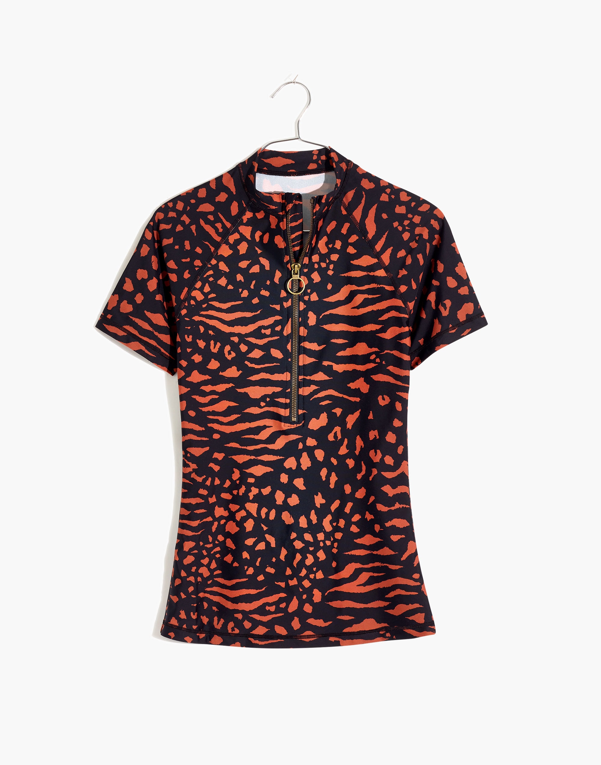 Madewell Second Wave Short-Sleeve Rash Guard in Animal Attraction