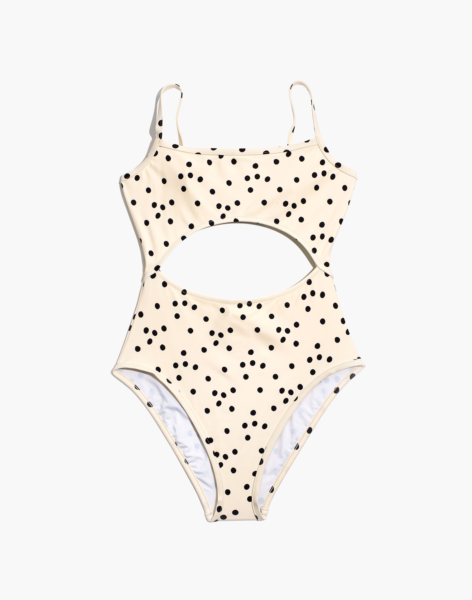 Madewell Second Wave Cutout One-Piece Swimsuit in Dot Toss