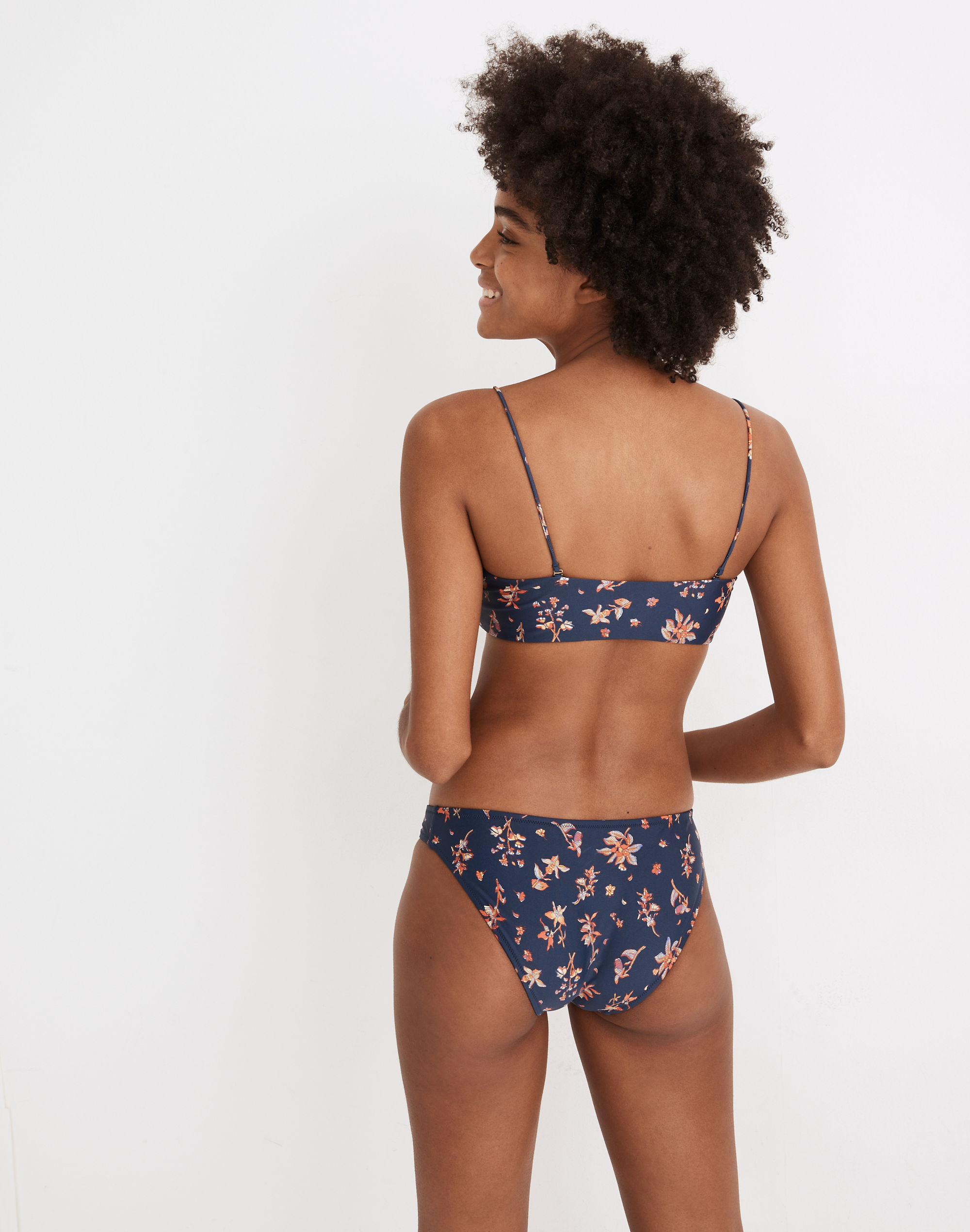 Madewell Second Wave Spaghetti-Strap Bandeau Bikini Top in Floral