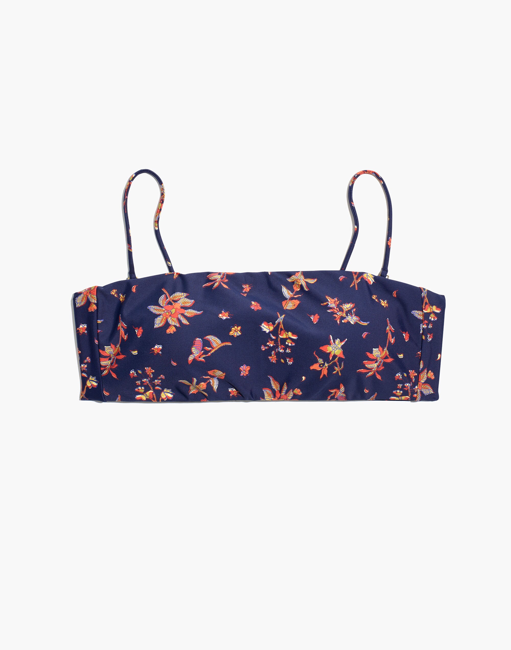 Madewell Second Wave Spaghetti-Strap Bandeau Bikini Top in Floral Reef