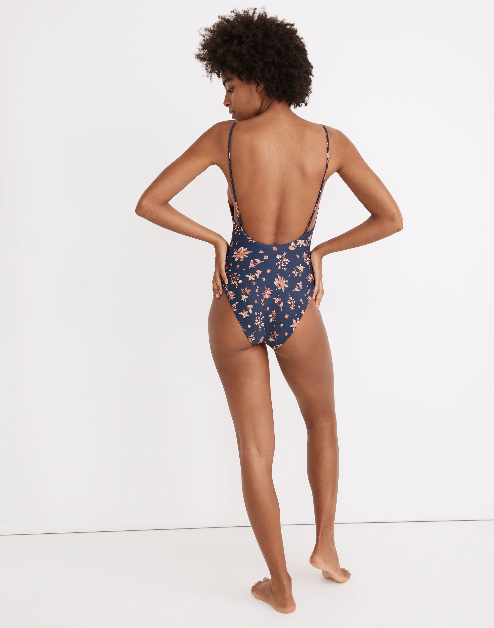 Madewell Second Wave Spaghetti-Strap One-Piece Swimsuit in Floral Reef