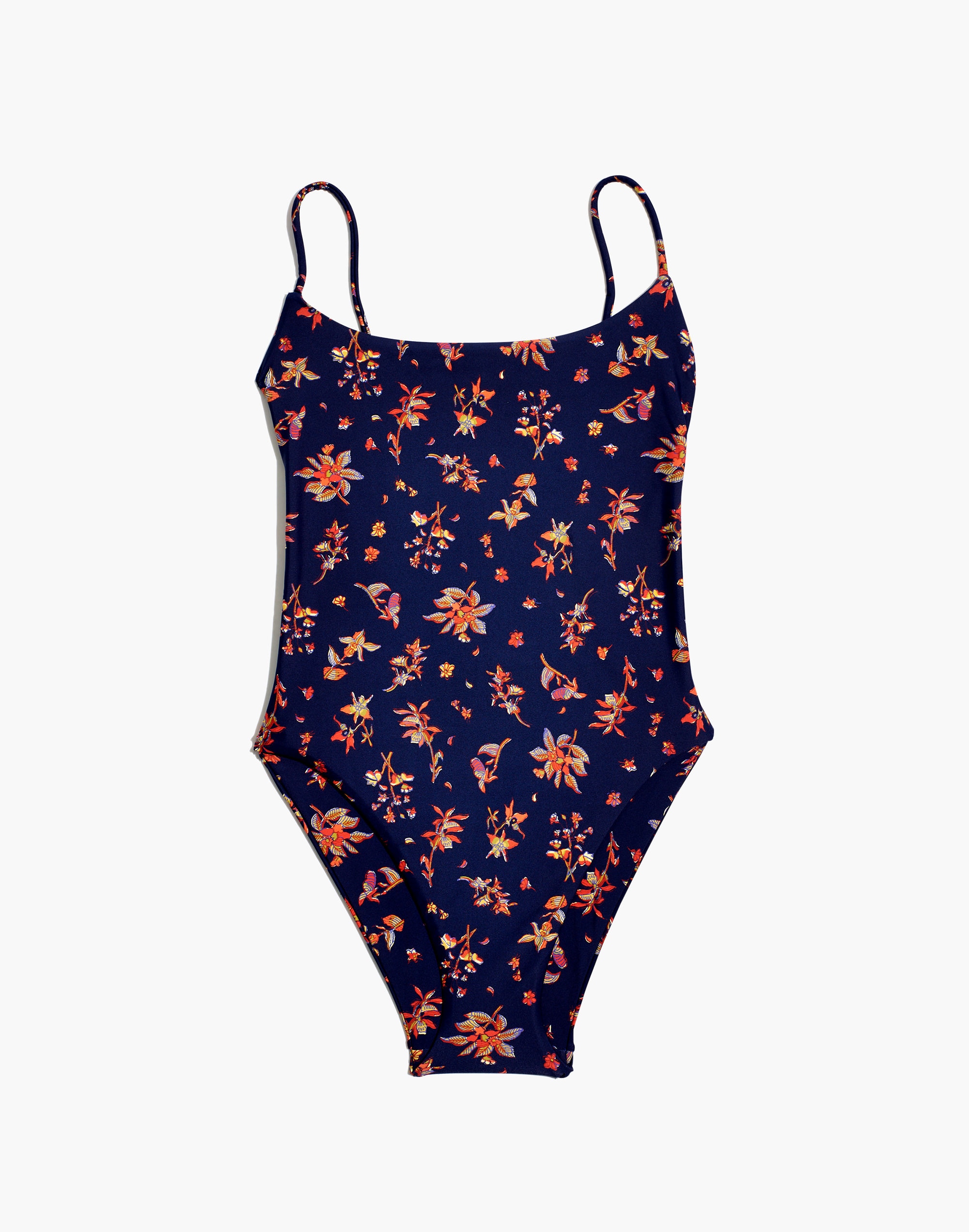 Madewell Second Wave Spaghetti-Strap One-Piece Swimsuit in Floral Reef