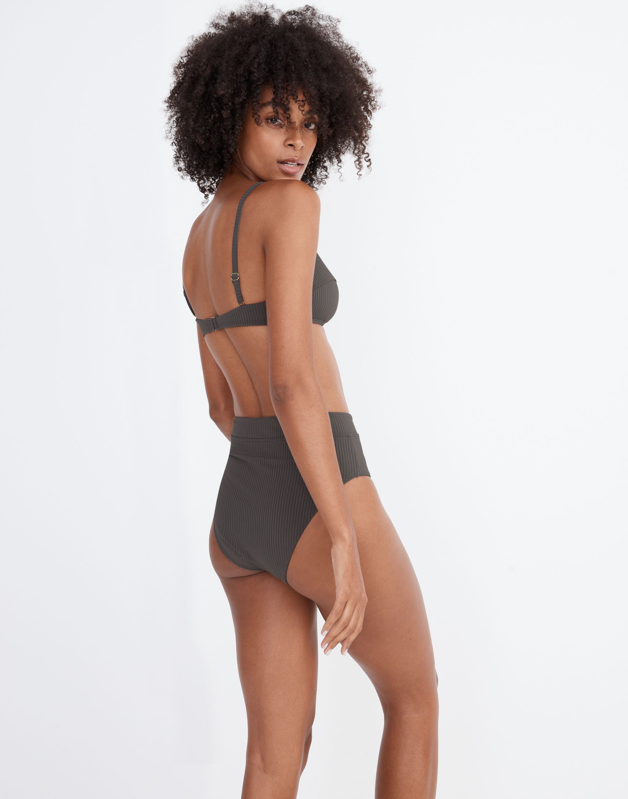 Madewell Second Wave Ribbed Retro Seamed Bikini Top