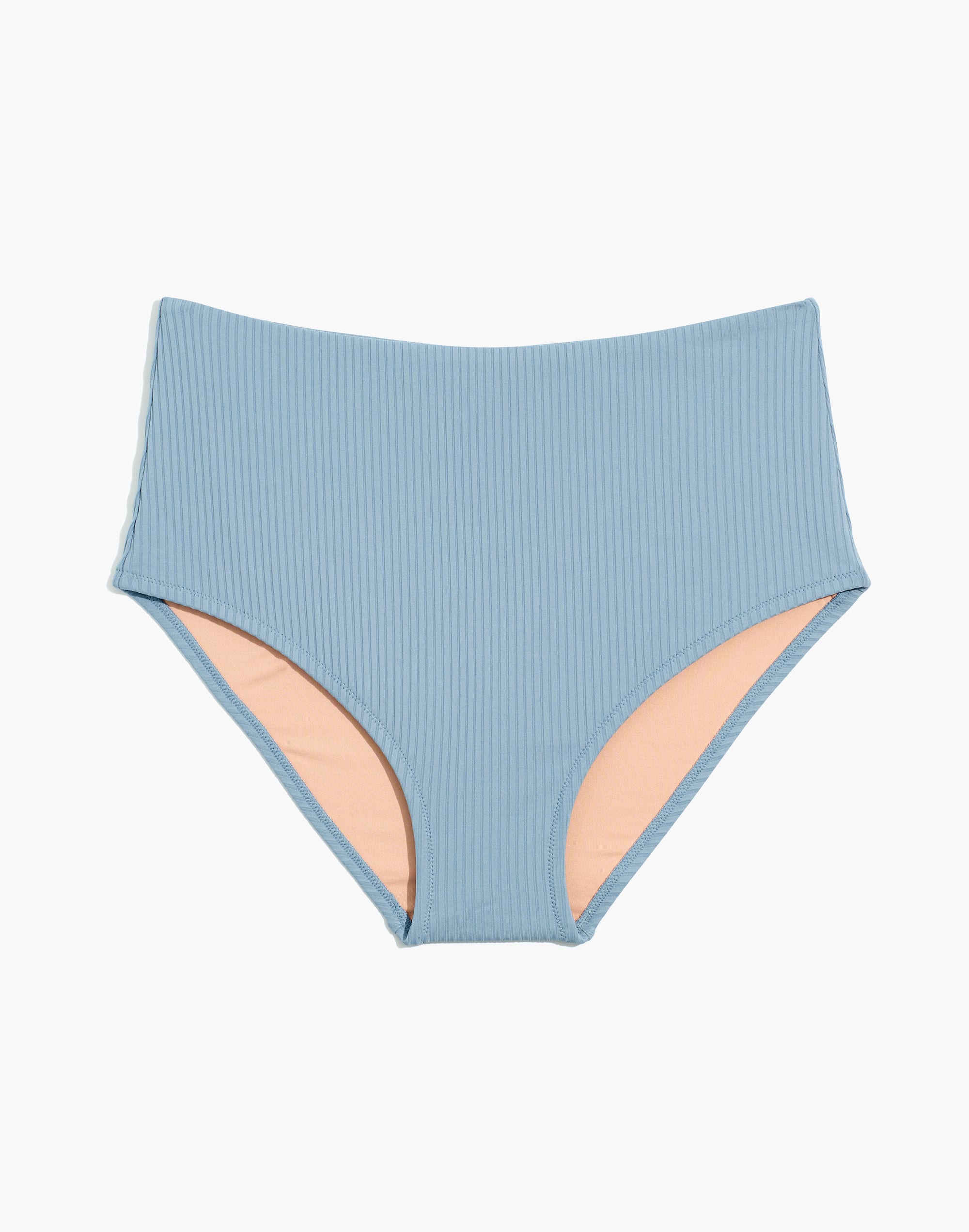 Madewell Second Wave Ribbed Retro High-Waisted Bikini Bottom