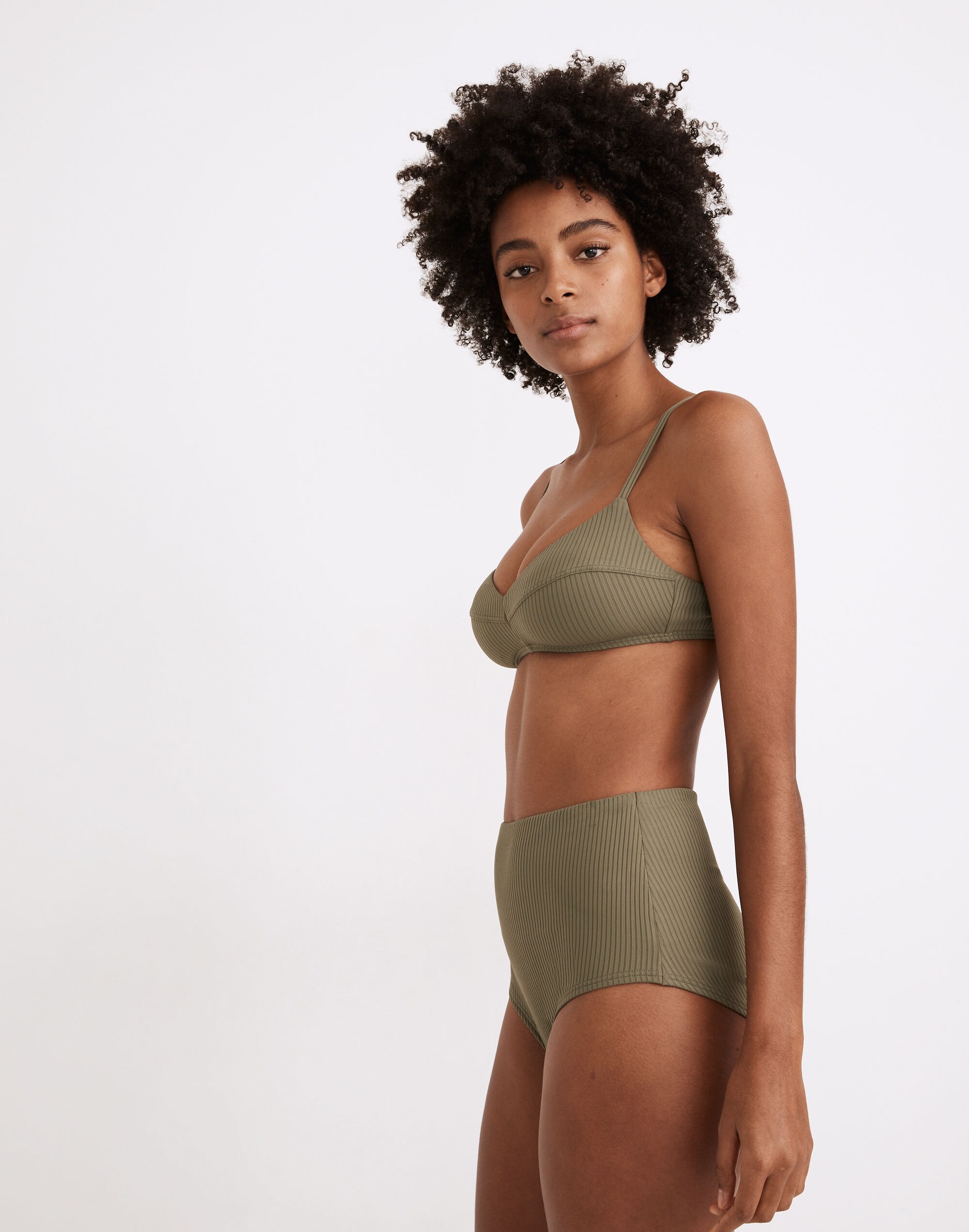 Madewell Second Wave Ribbed Retro High-Waisted Bikini Bottom
