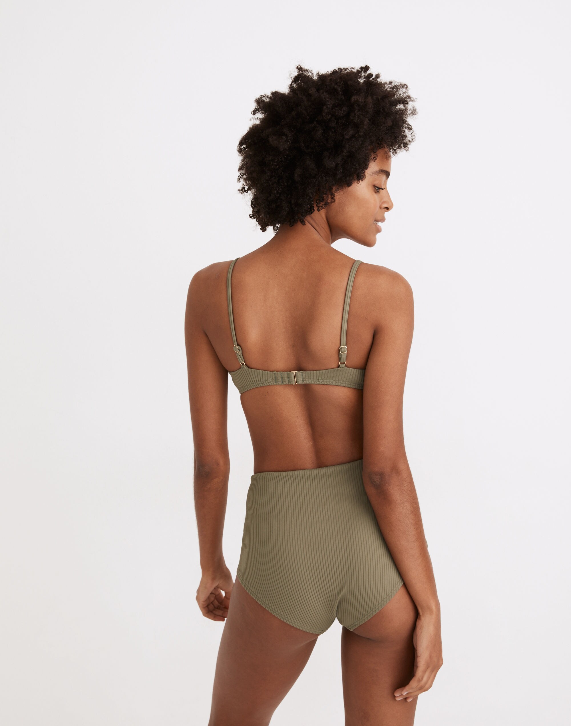 Madewell Second Wave Ribbed Retro High-Waisted Bikini Bottom