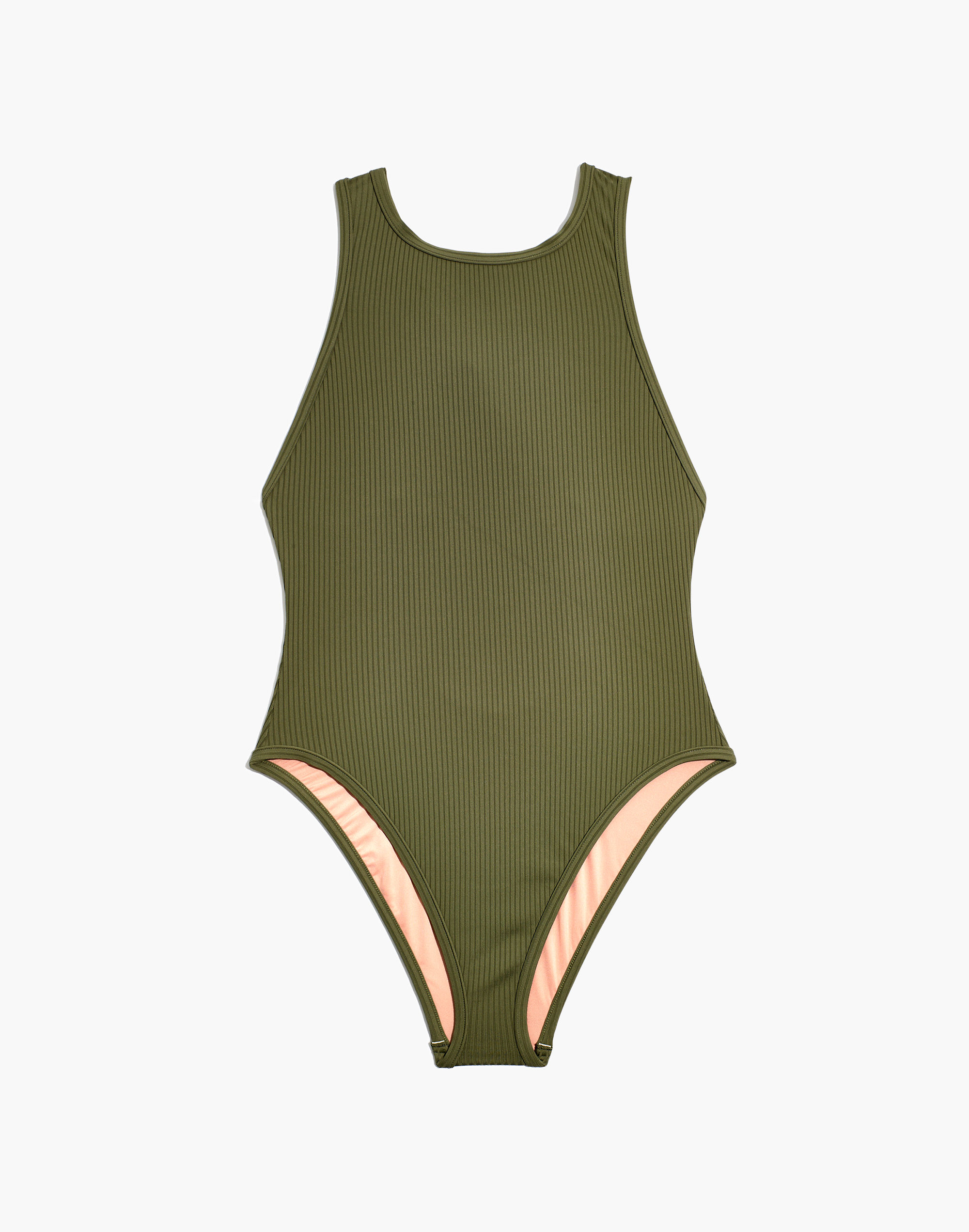 Madewell Second Wave Ribbed Cutout-Back One-Piece Swimsuit