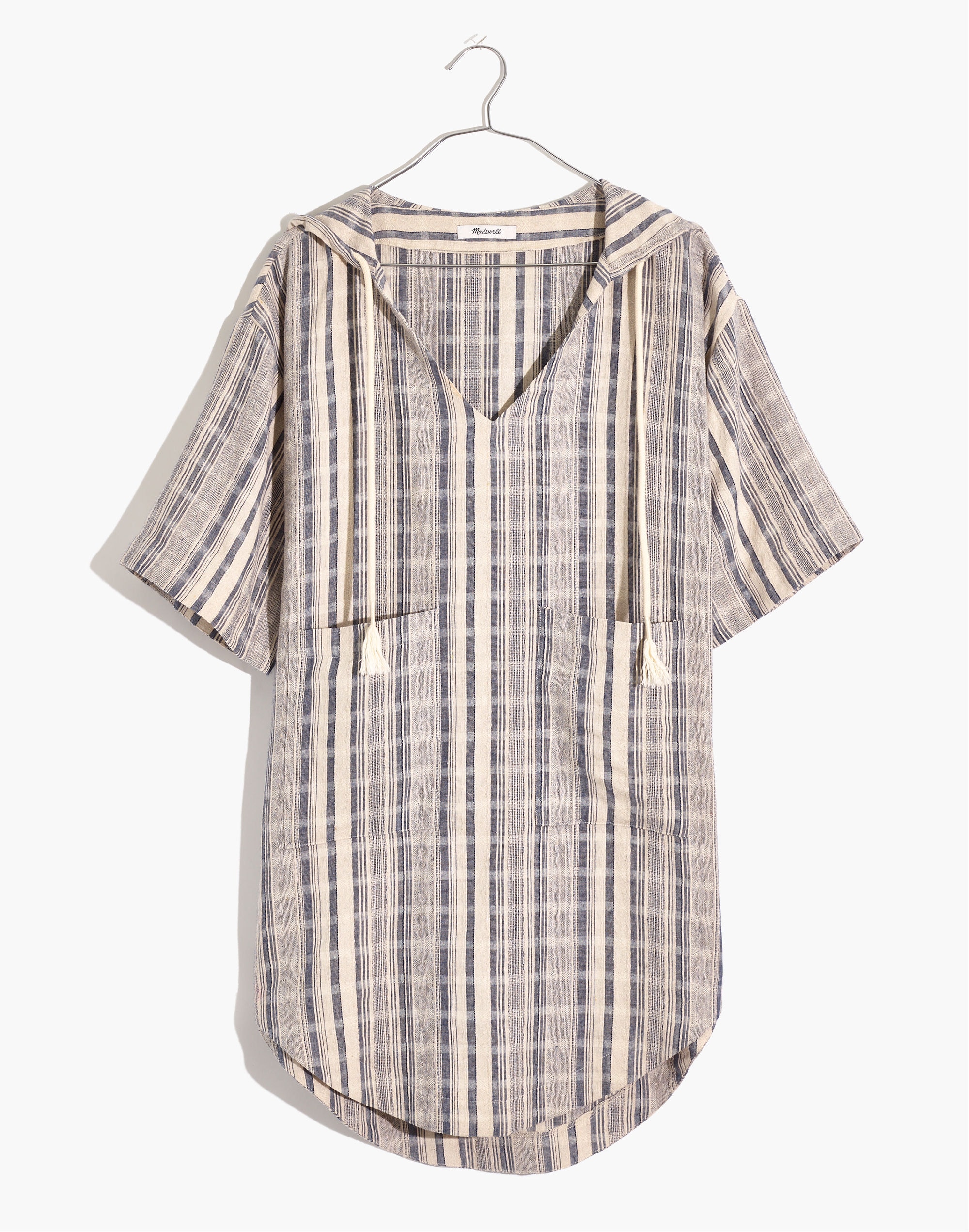 Hooded Cover-Up Tunic Dress in Stripe