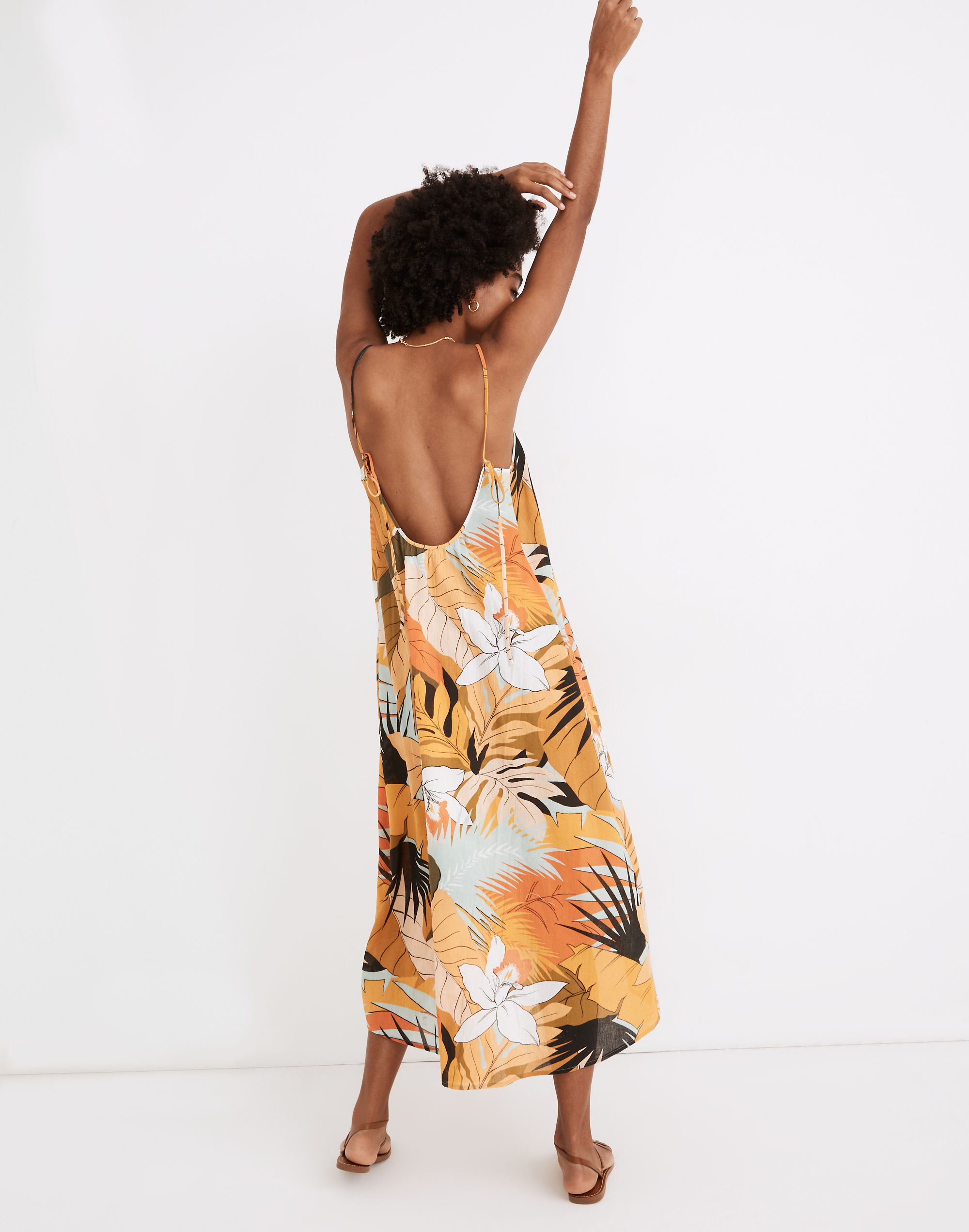 Tie-Back Cover-Up Maxi Dress in Tropical Vacation