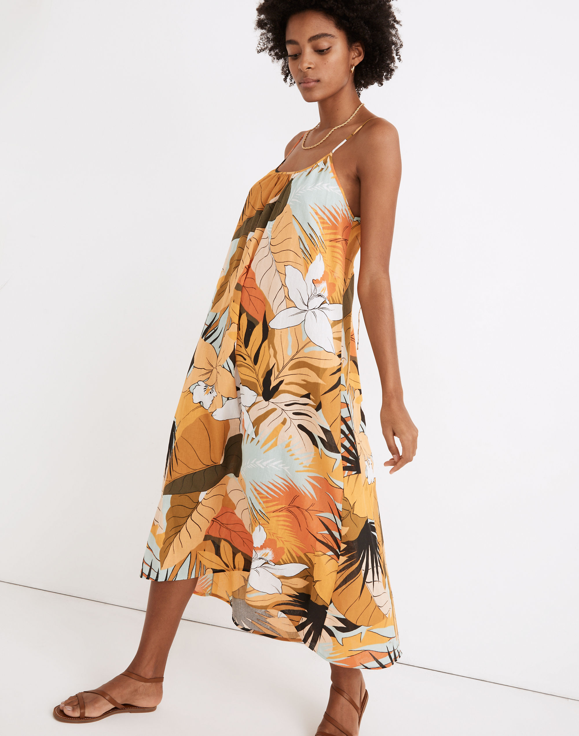 Tie-Back Cover-Up Maxi Dress in Tropical Vacation