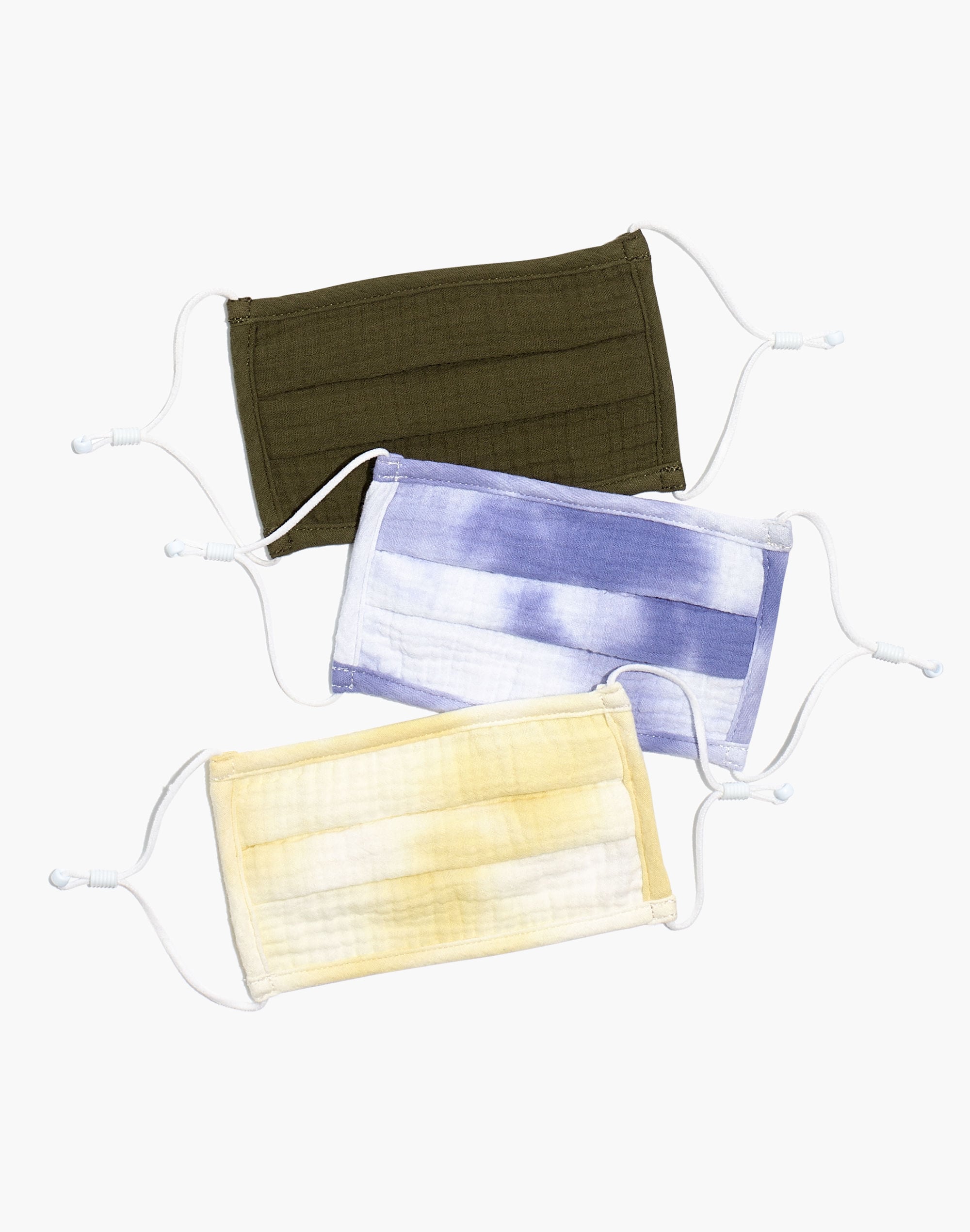 Three-Pack Tie-Dye Lightspun Pleated Adjustable Face Masks