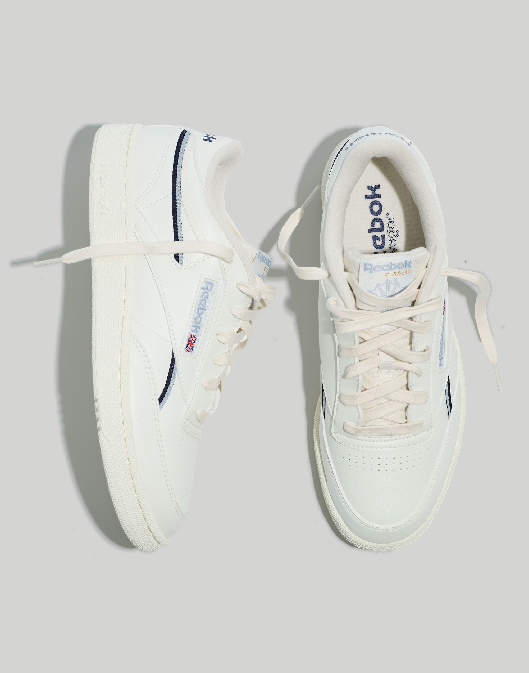 Reebok&reg; Leather Club C 85 Sneakers in White and Navy