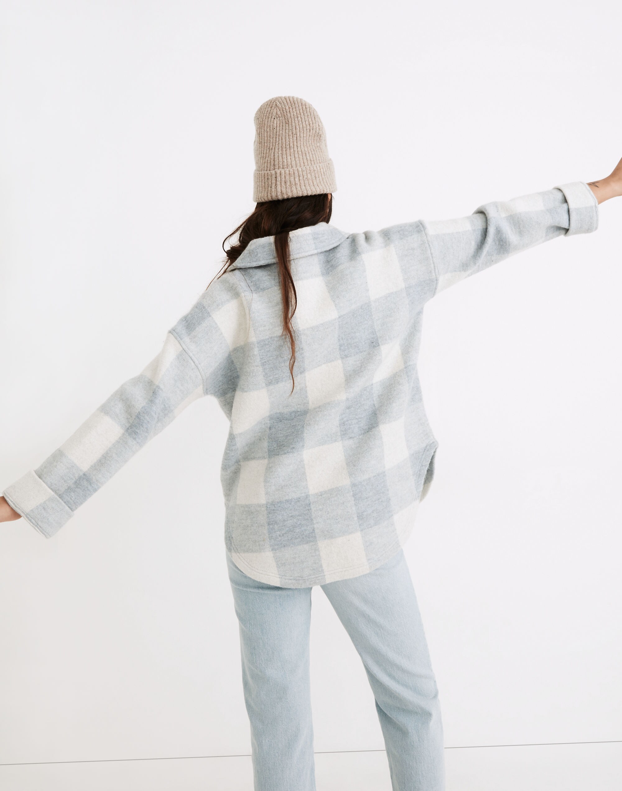 Boiled Wool Half-Zip Popover Sweater in Buffalo Check