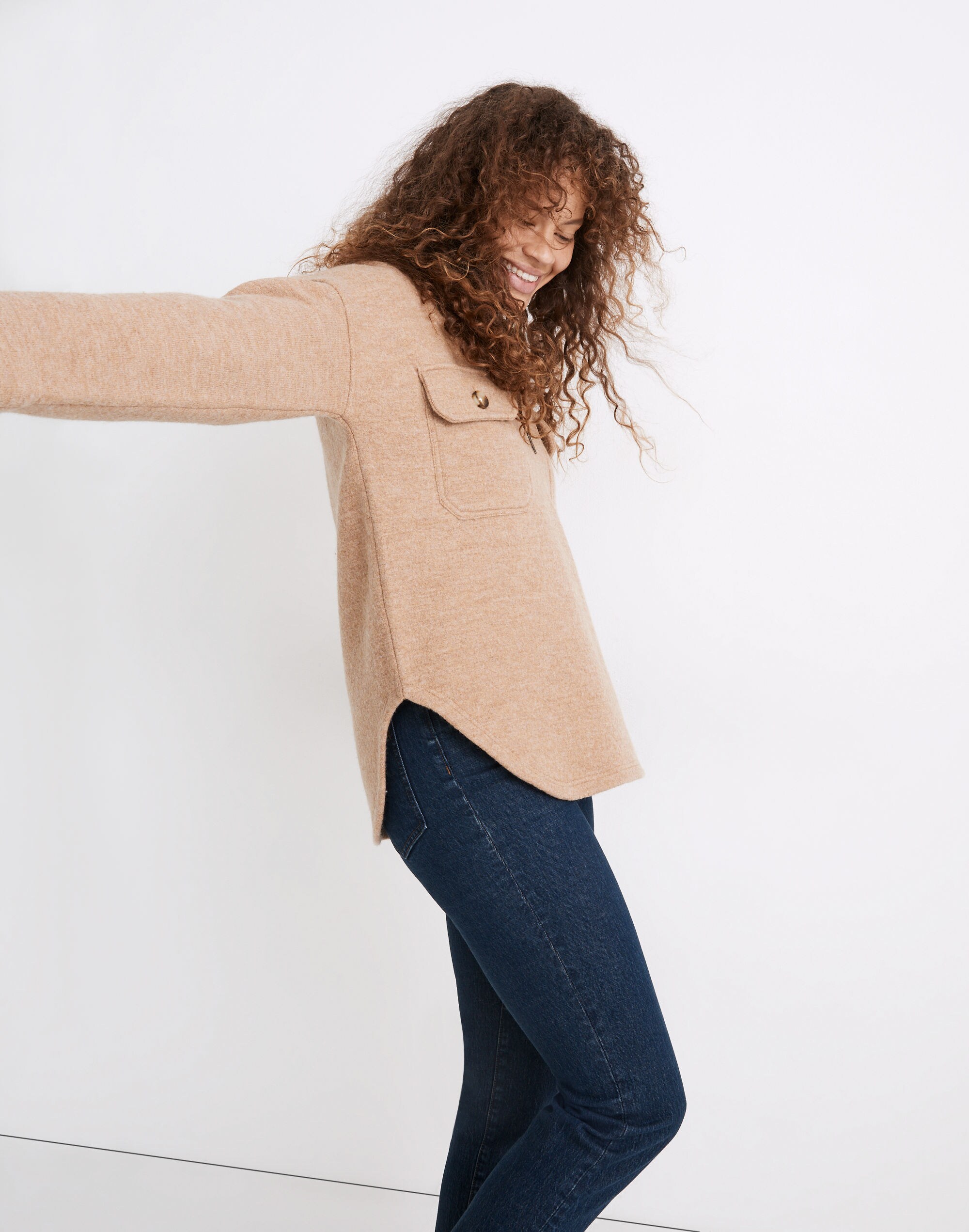 Boiled Wool Half-Zip Popover Sweater