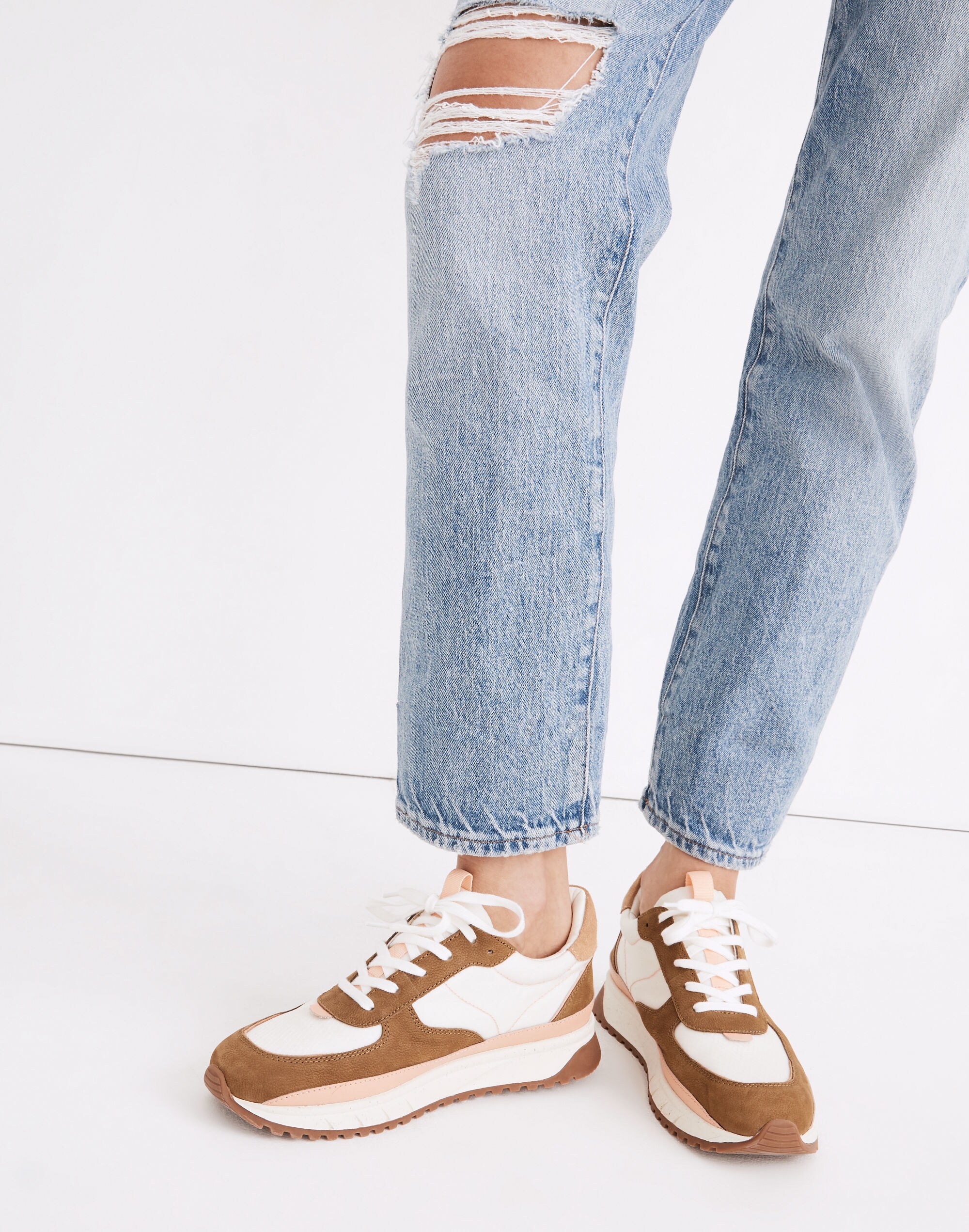 Kickoff Trainer Sneakers in Ripstop Nylon and Leather