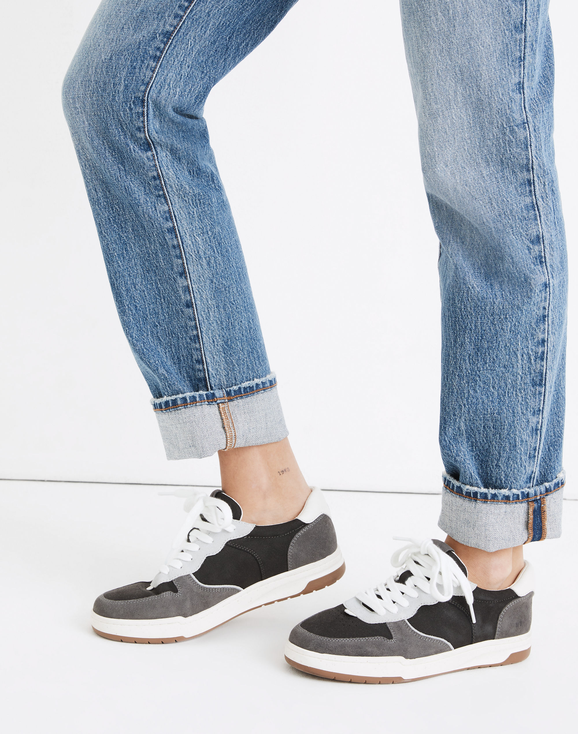 Court Sneakers in Dark Colorblock Nubuck and Suede