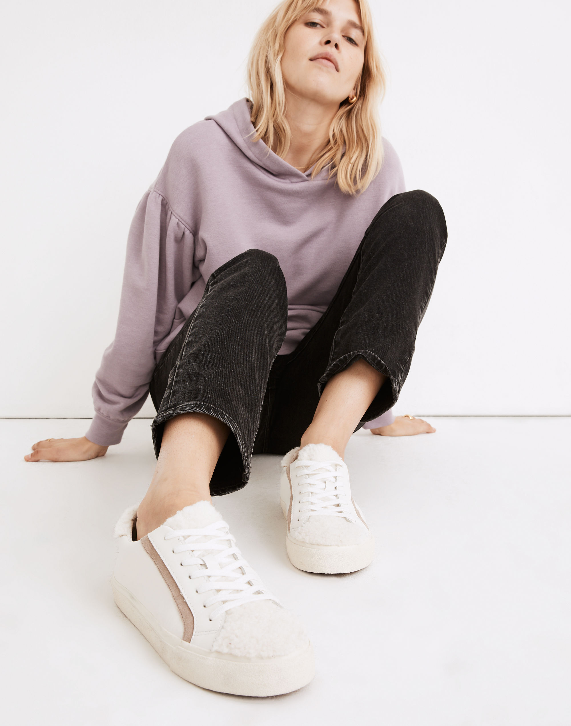 Sidewalk Low-Top Sneakers in Leather: Sherpa Edition