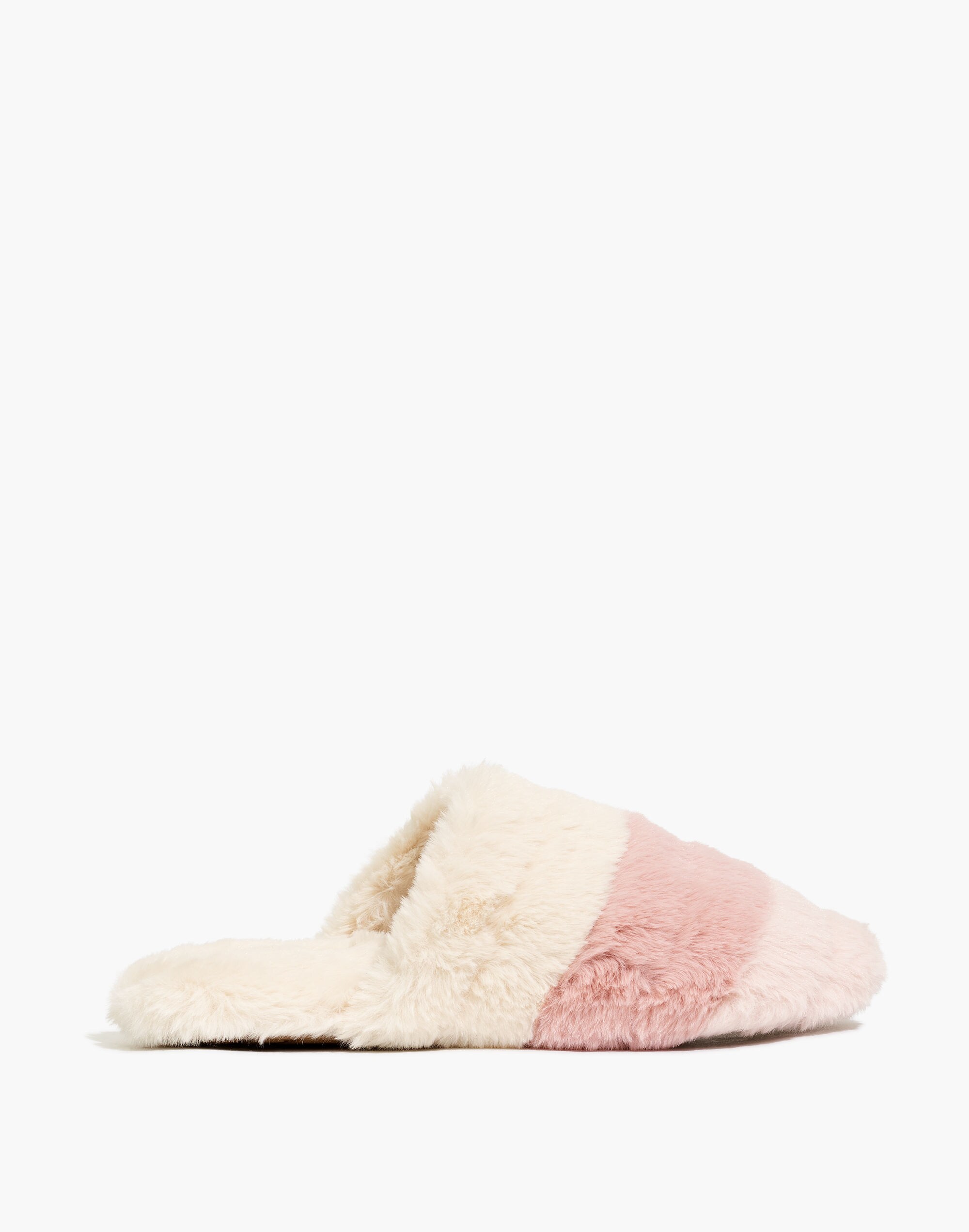Colorblock Quilted Scuff Slippers in Recycled Faux Fur