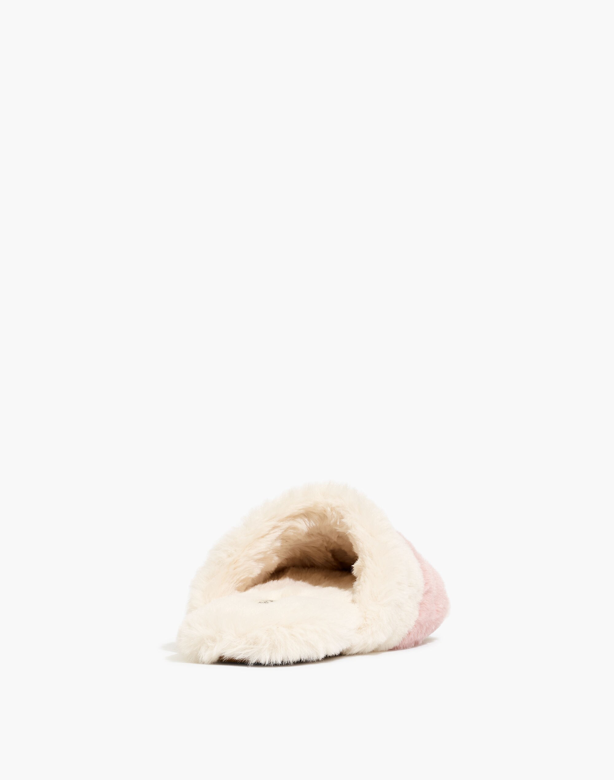 Colorblock Quilted Scuff Slippers in Recycled Faux Fur