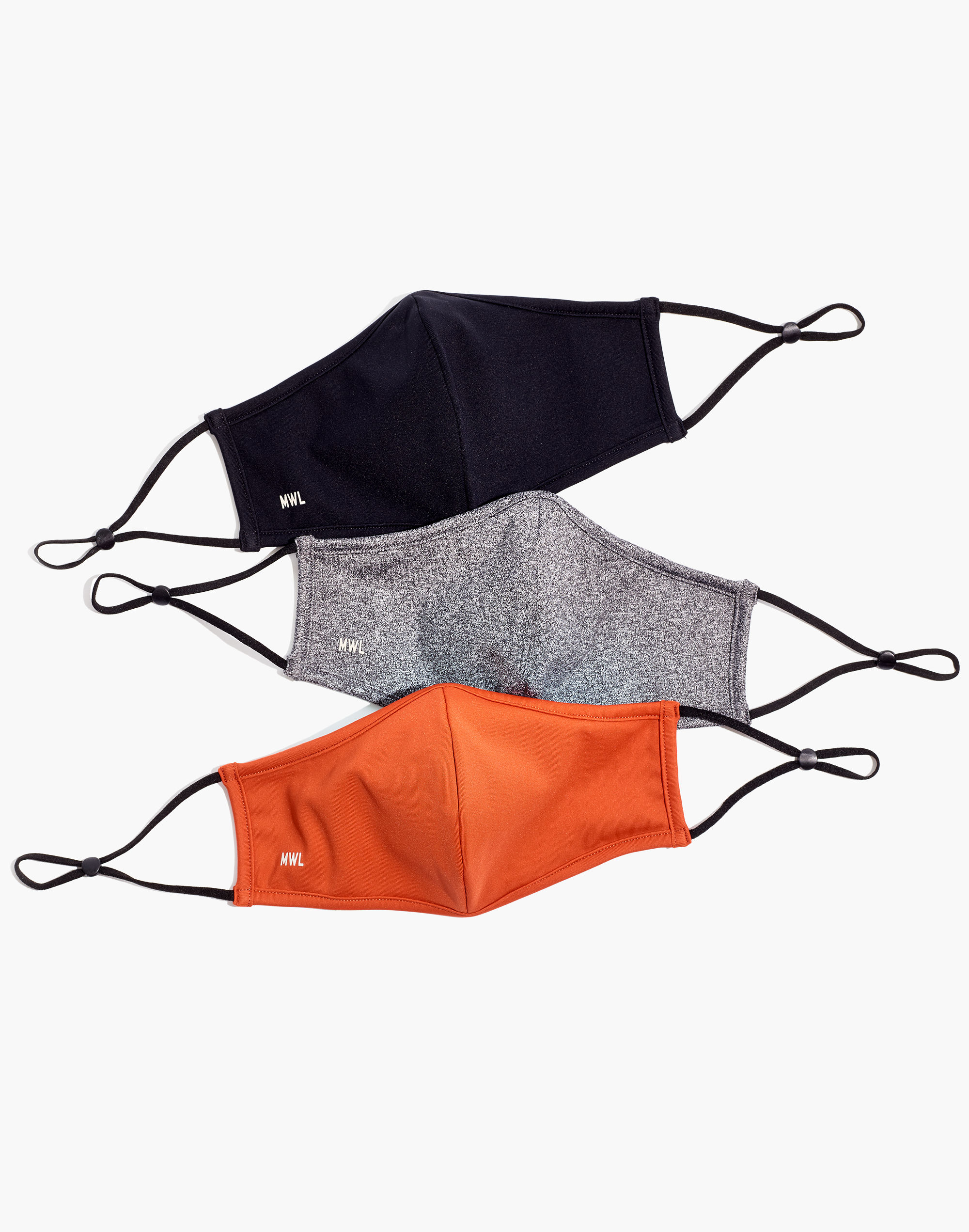 three-pack knit adjustable face masks
